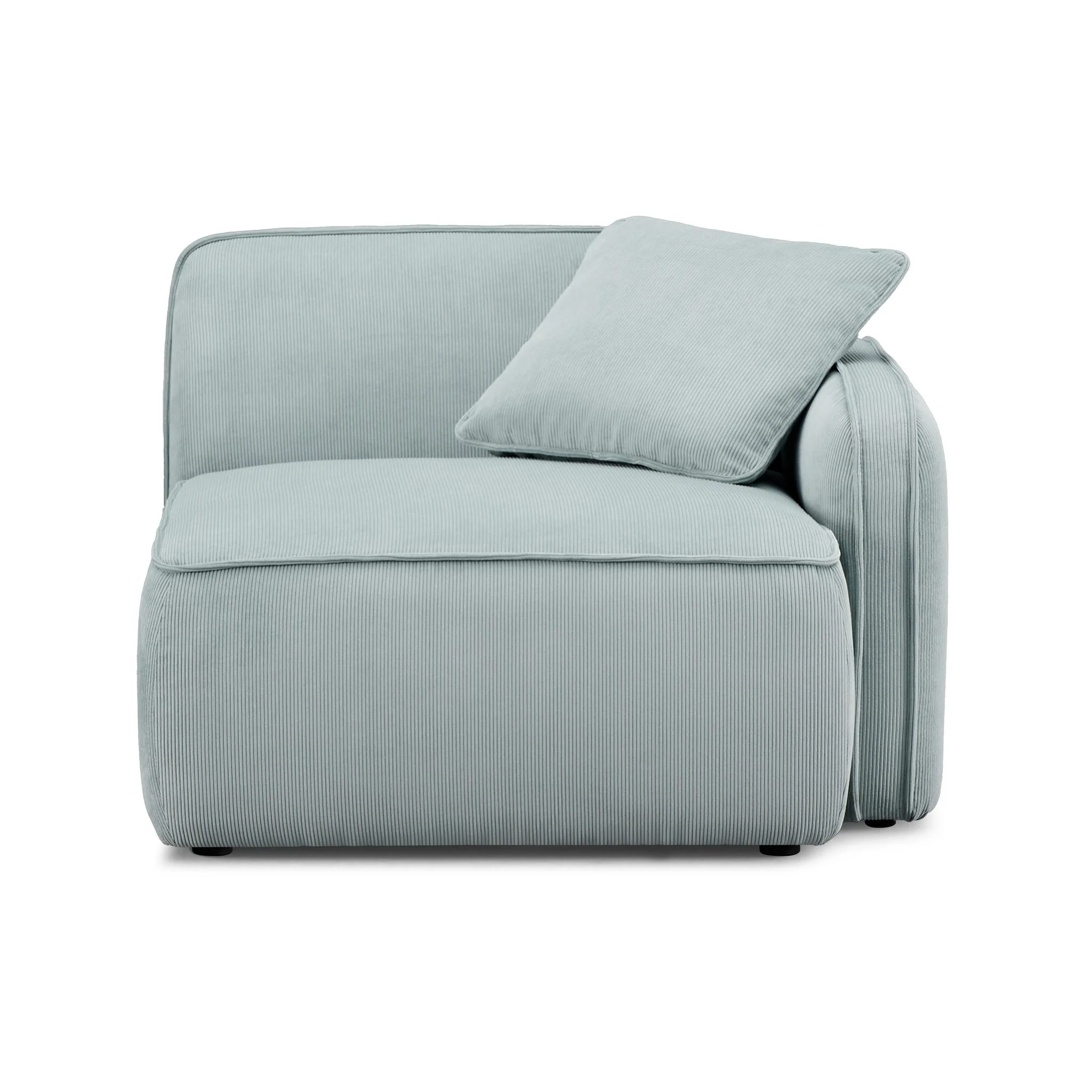 Travie Sea Blue Performance Corduroy Velvet RAF Corner Chair - Image 2