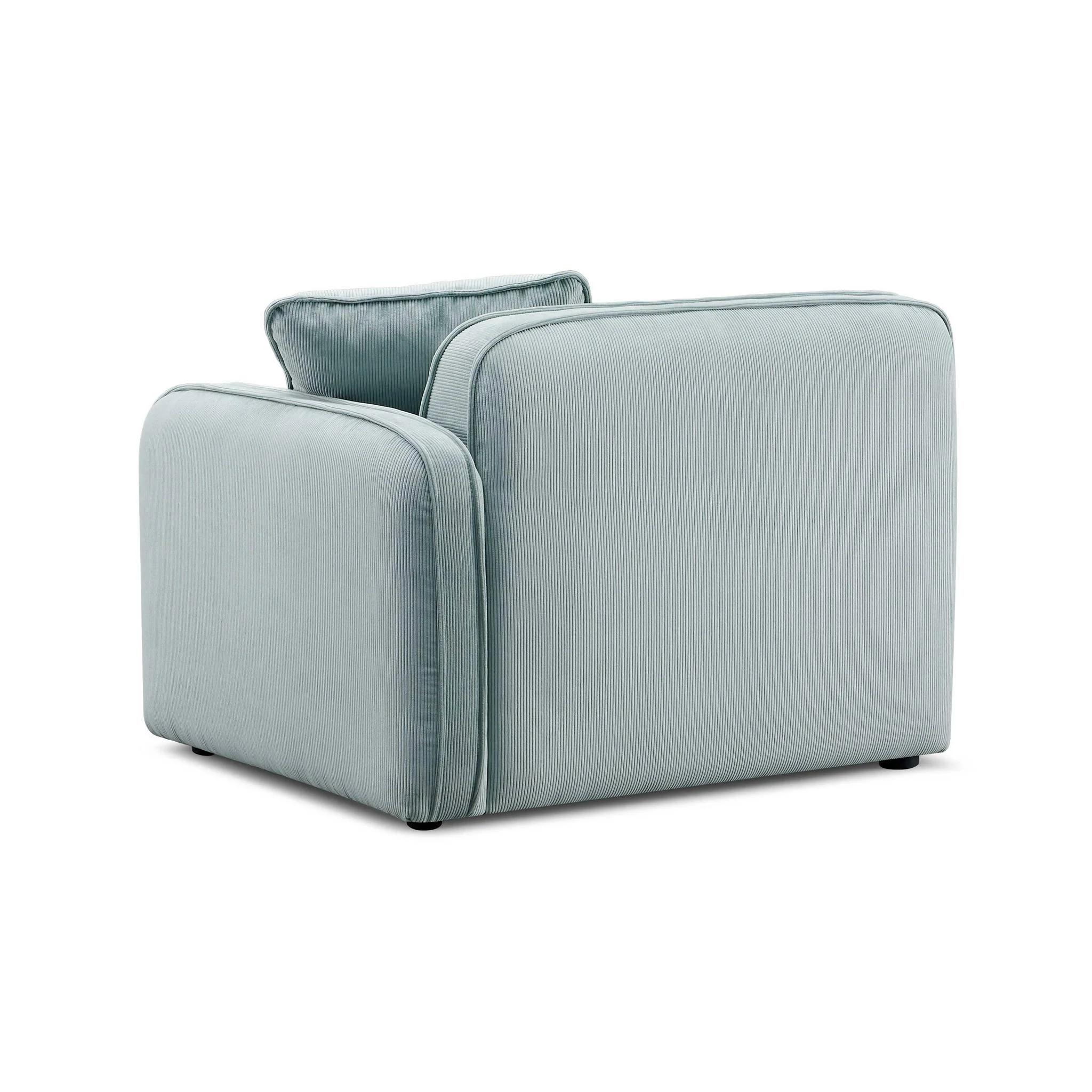Travie Sea Blue Performance Corduroy Velvet RAF Corner Chair - Image 3
