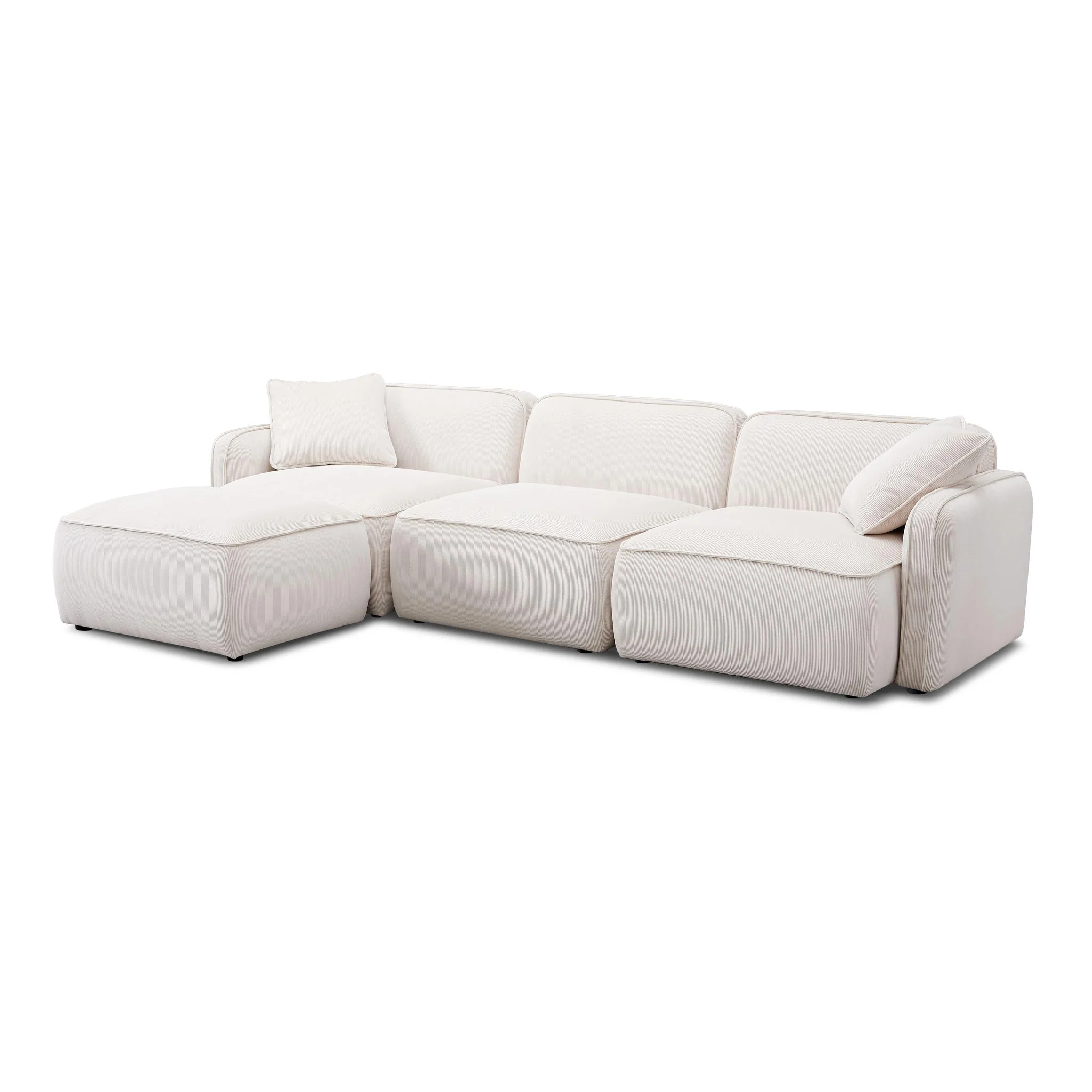 Travie White Sand Performance Corduroy Velvet 4-Piece Modular Sectional - Image 3