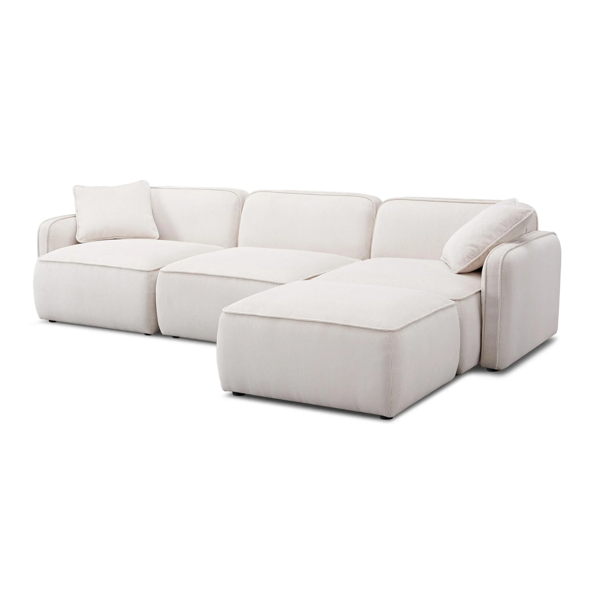 Travie White Sand Performance Corduroy Velvet 4-Piece Modular Sectional - Image 4