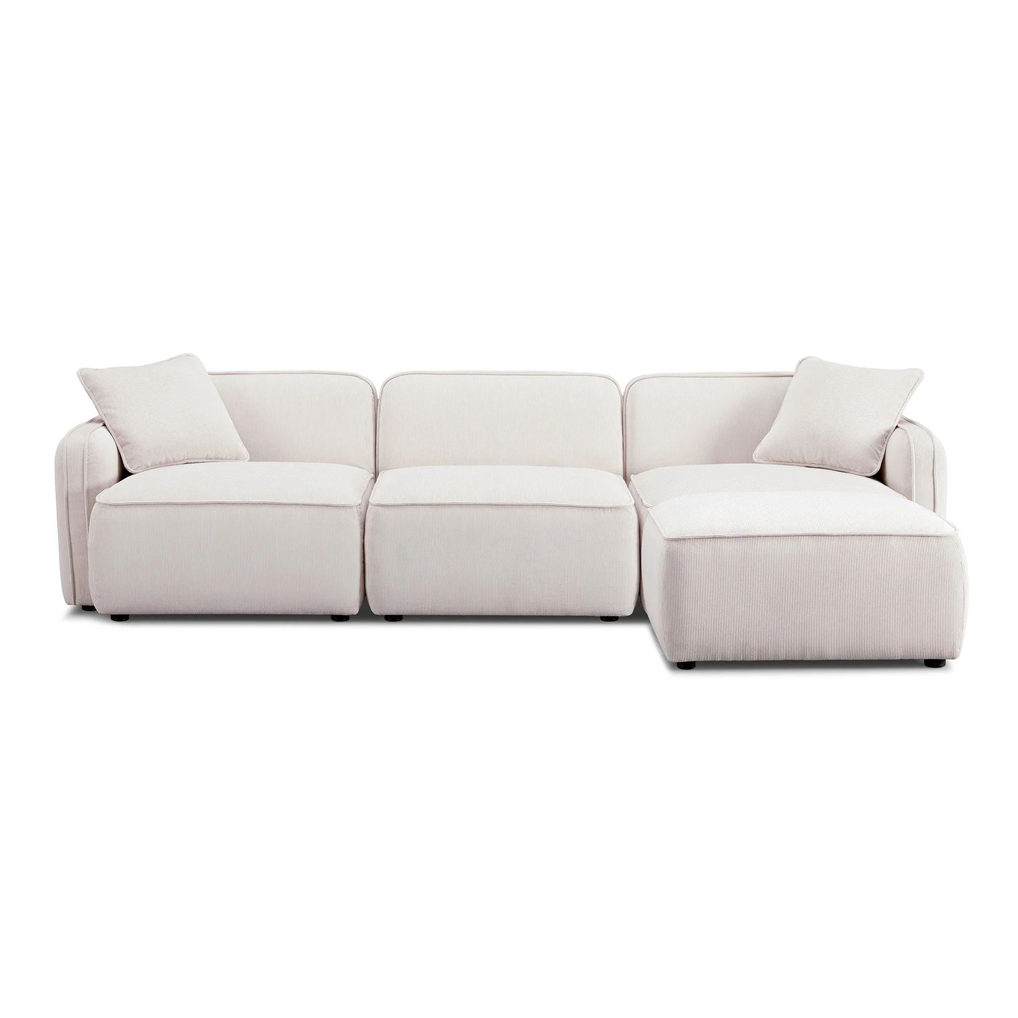 Travie White Sand Performance Corduroy Velvet 4-Piece Modular Sectional - Image 5