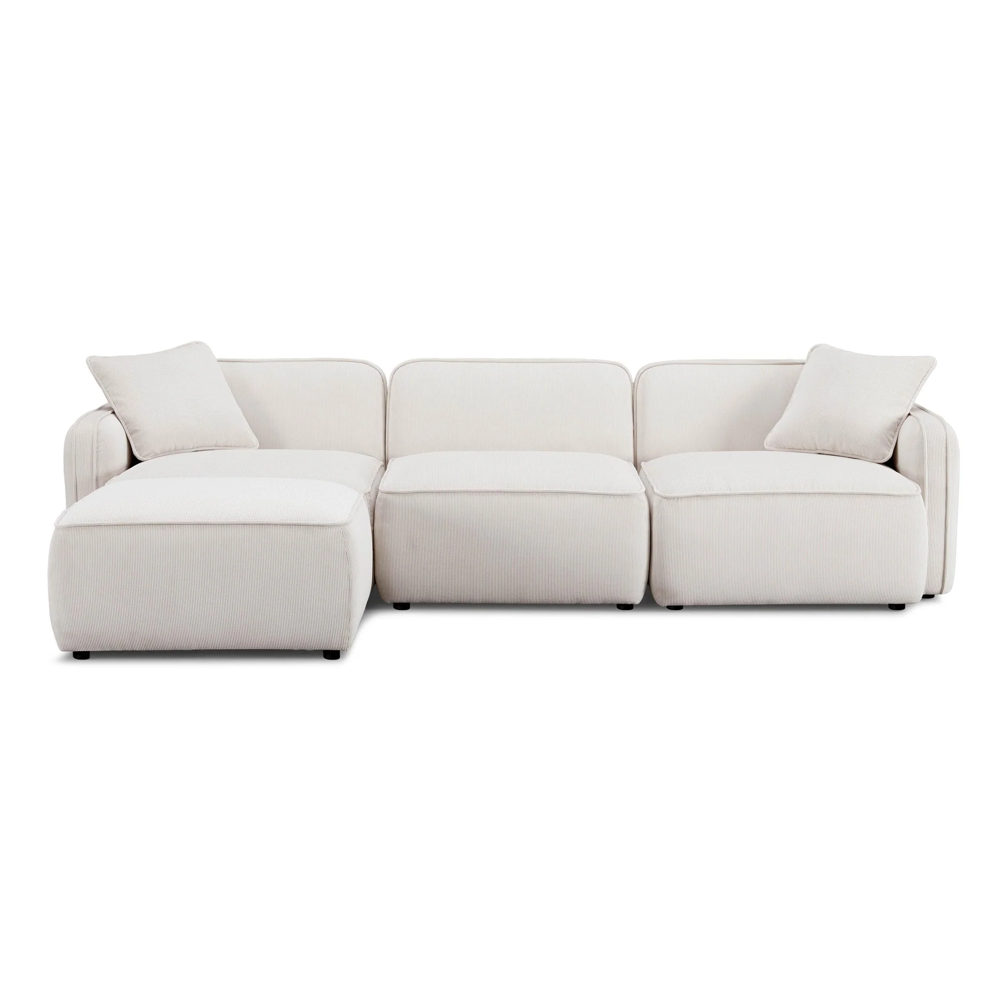 Travie White Sand Performance Corduroy Velvet 4-Piece Modular Sectional - Image 6