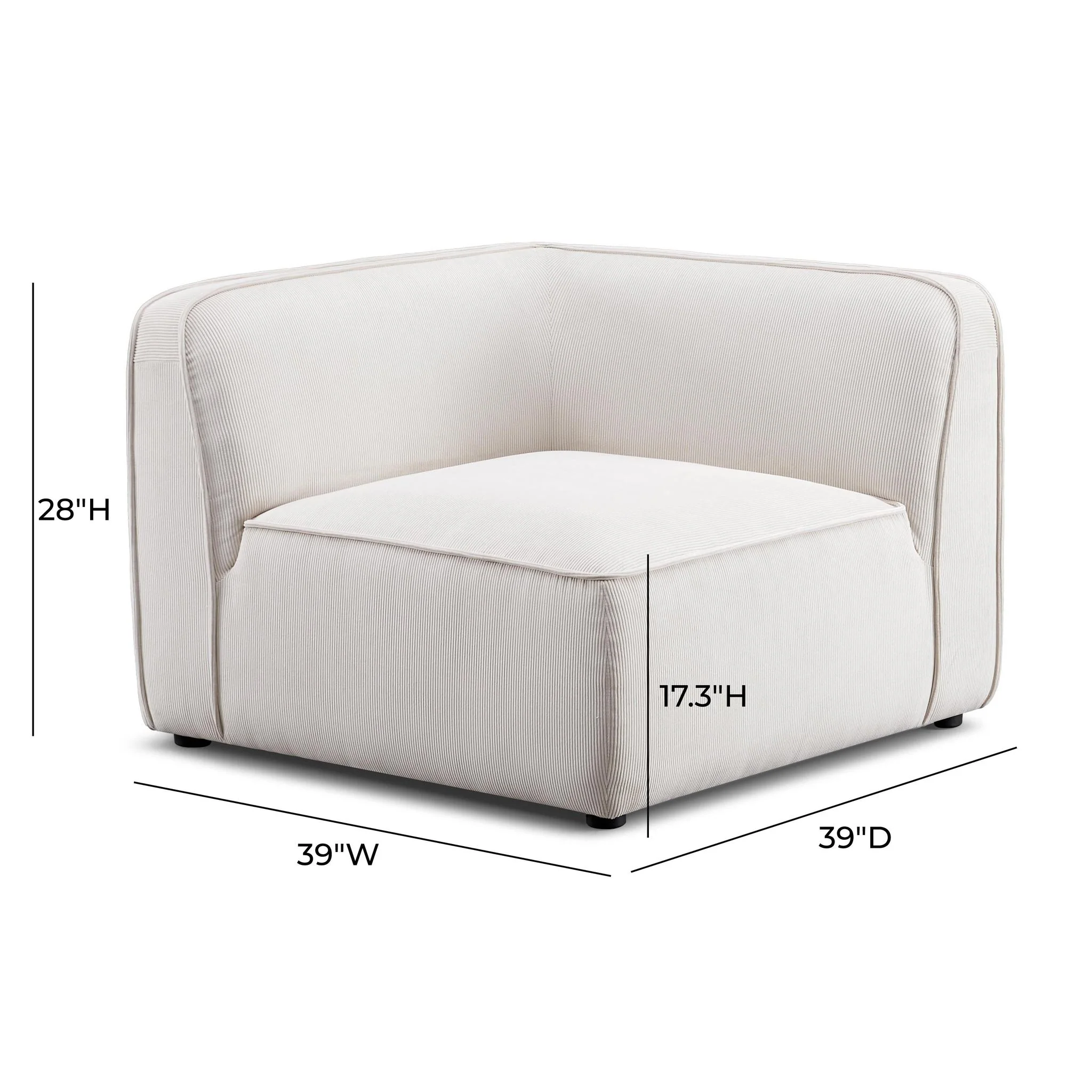 Travie White Sand Performance Corduroy Velvet Corner Chair - Image 4