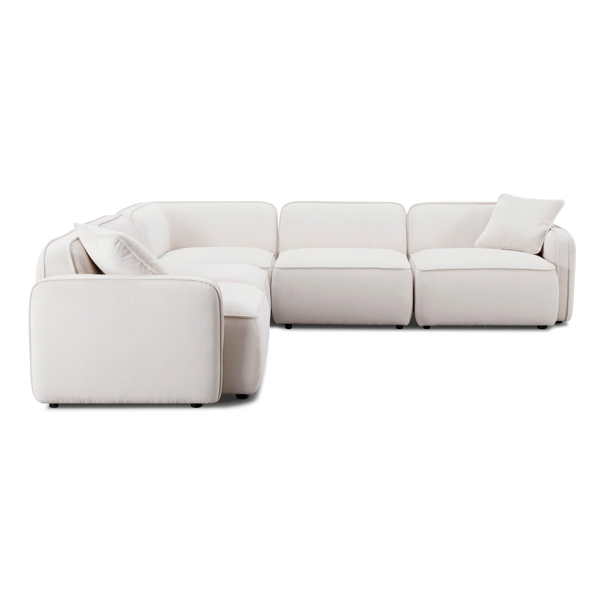 Travie White Sand Performance Corduroy Velvet Modular L-Sectional - Image 3