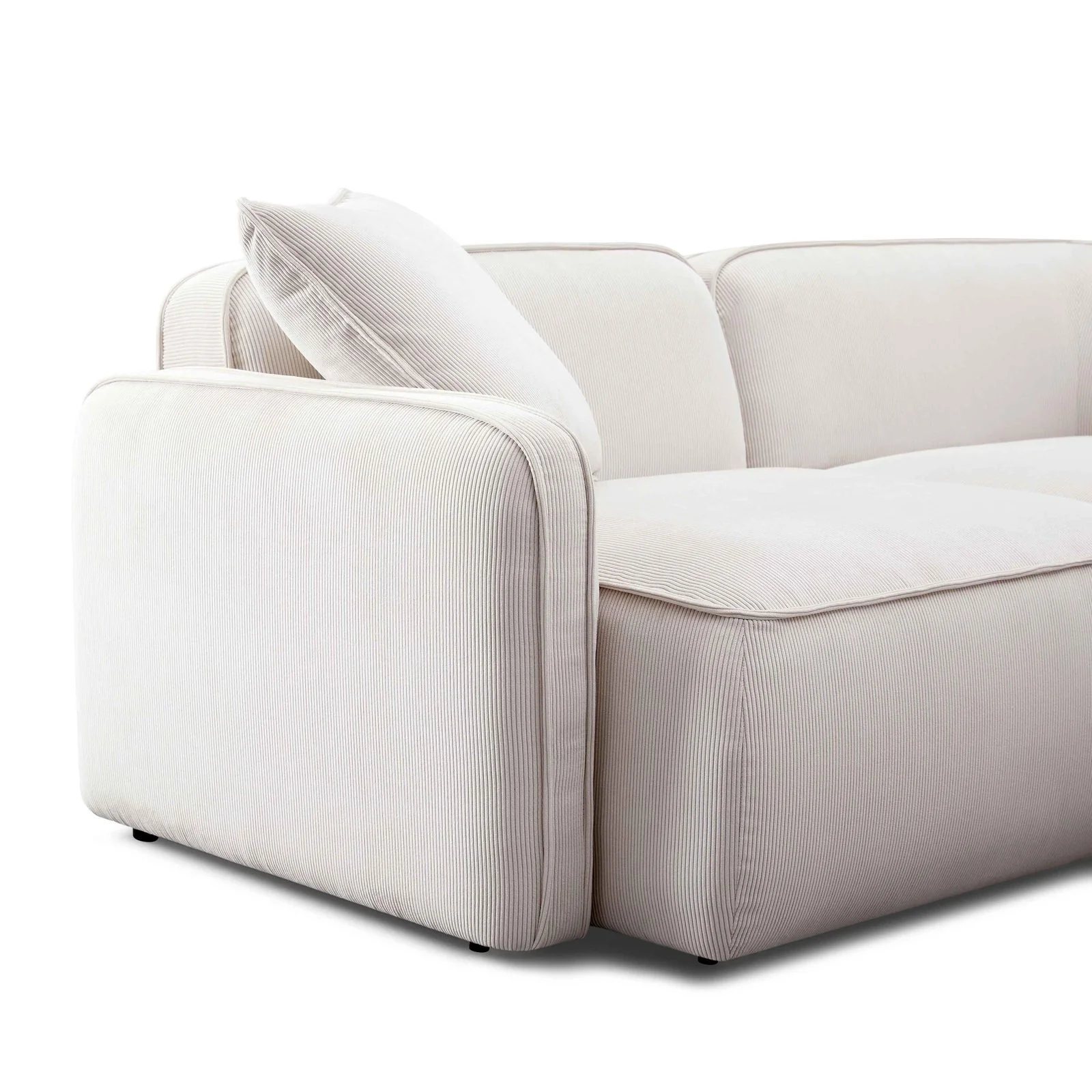Travie White Sand Performance Corduroy Velvet Modular Loveseat - Image 5