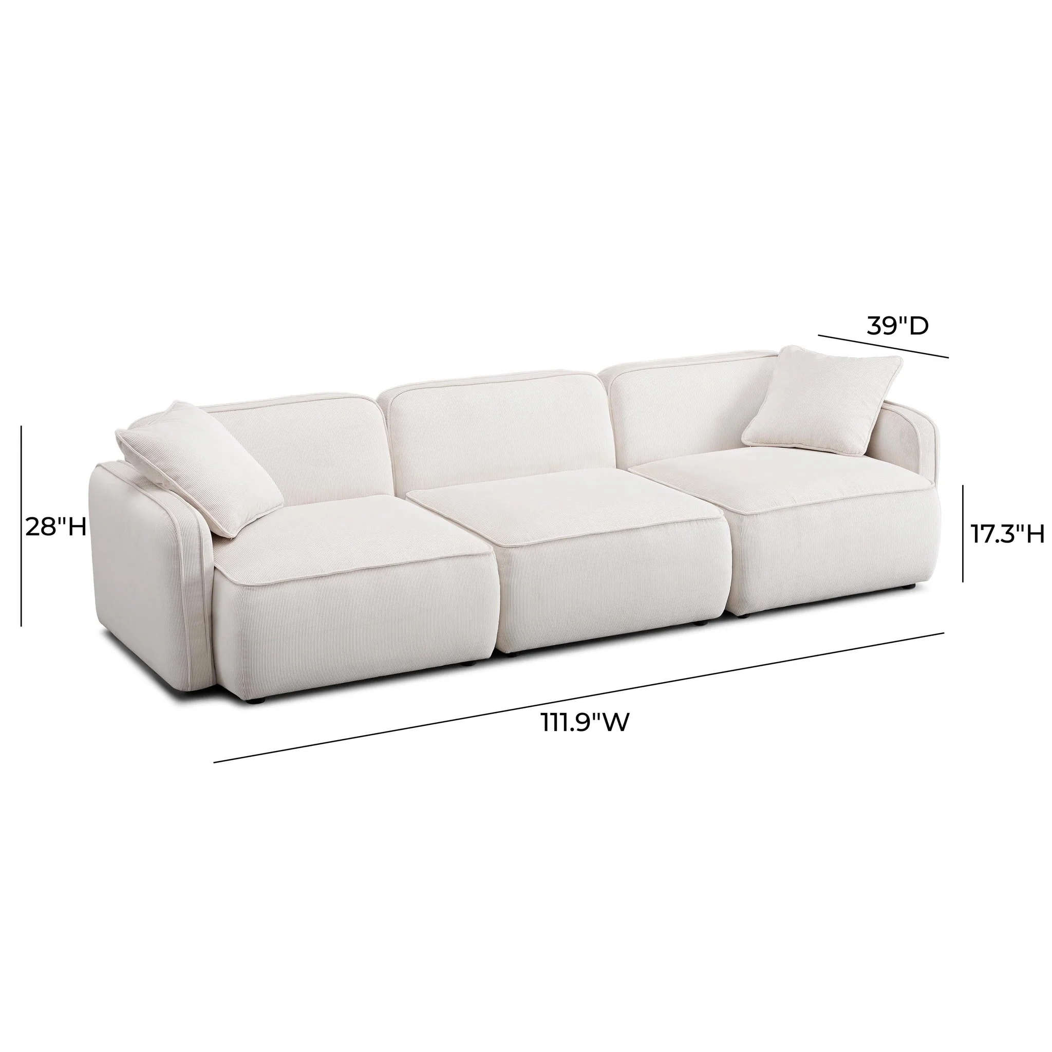 Travie White Sand Performance Corduroy Velvet Modular Sofa - Image 6