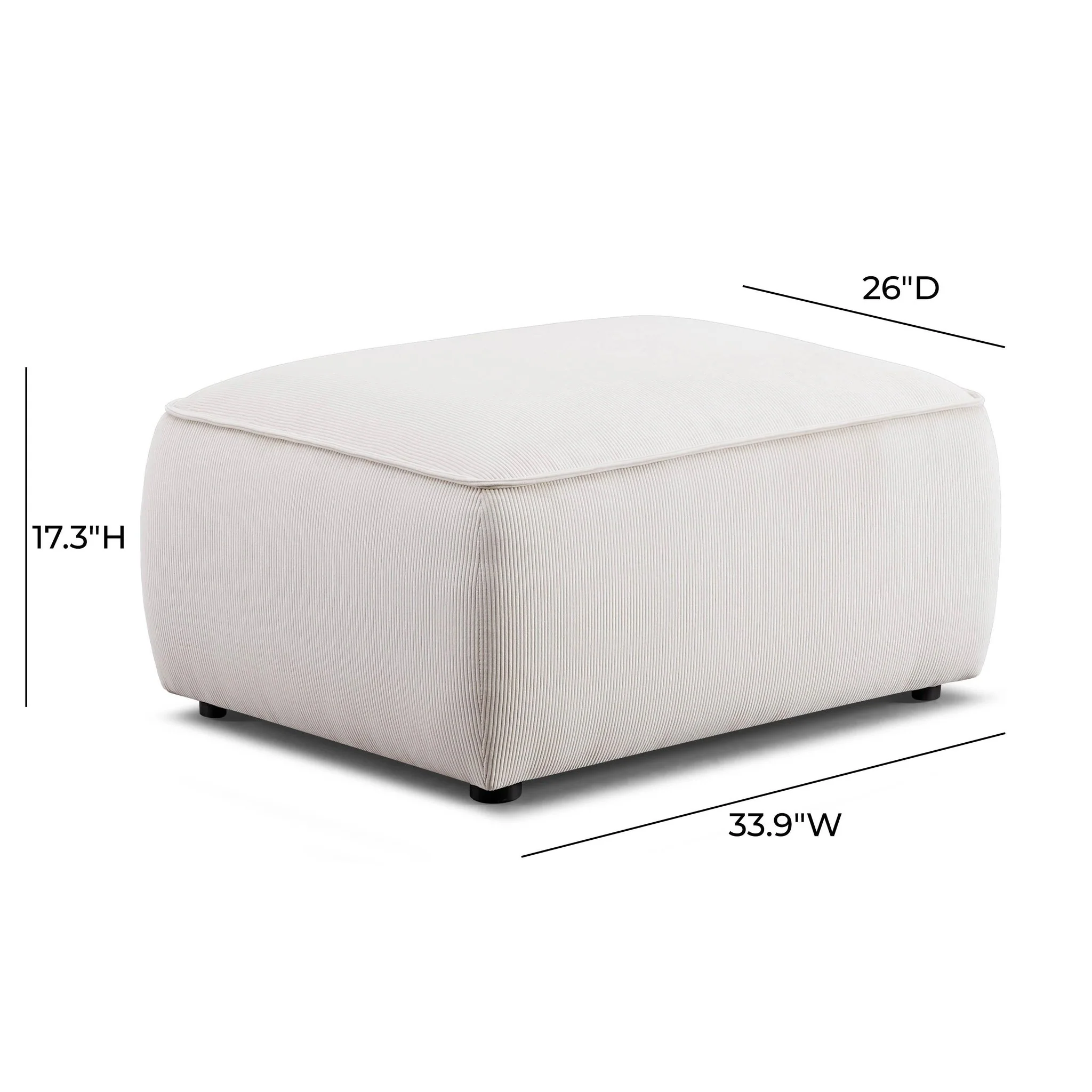 Travie White Sand Performance Corduroy Velvet Ottoman - Image 4