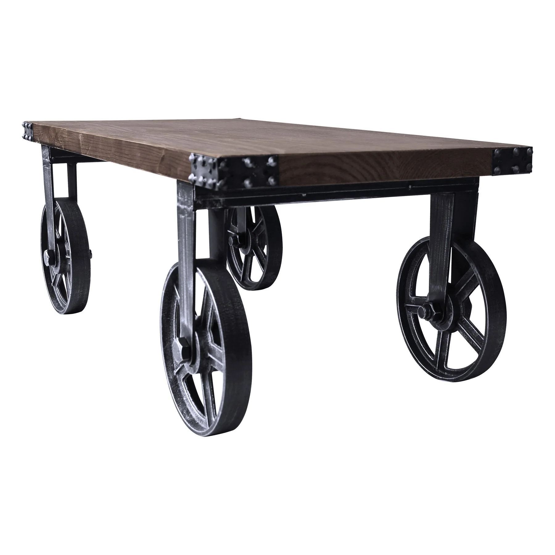 Trego Industrial Coffee Table in Industrial Gray and Pine Wood Top - Image 2
