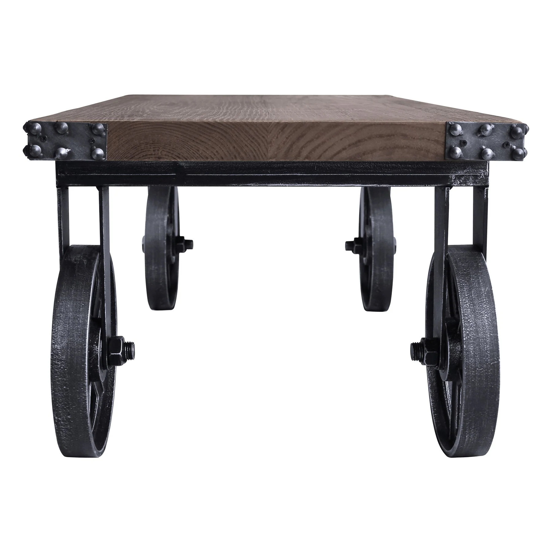 Trego Industrial Coffee Table in Industrial Gray and Pine Wood Top - Image 3
