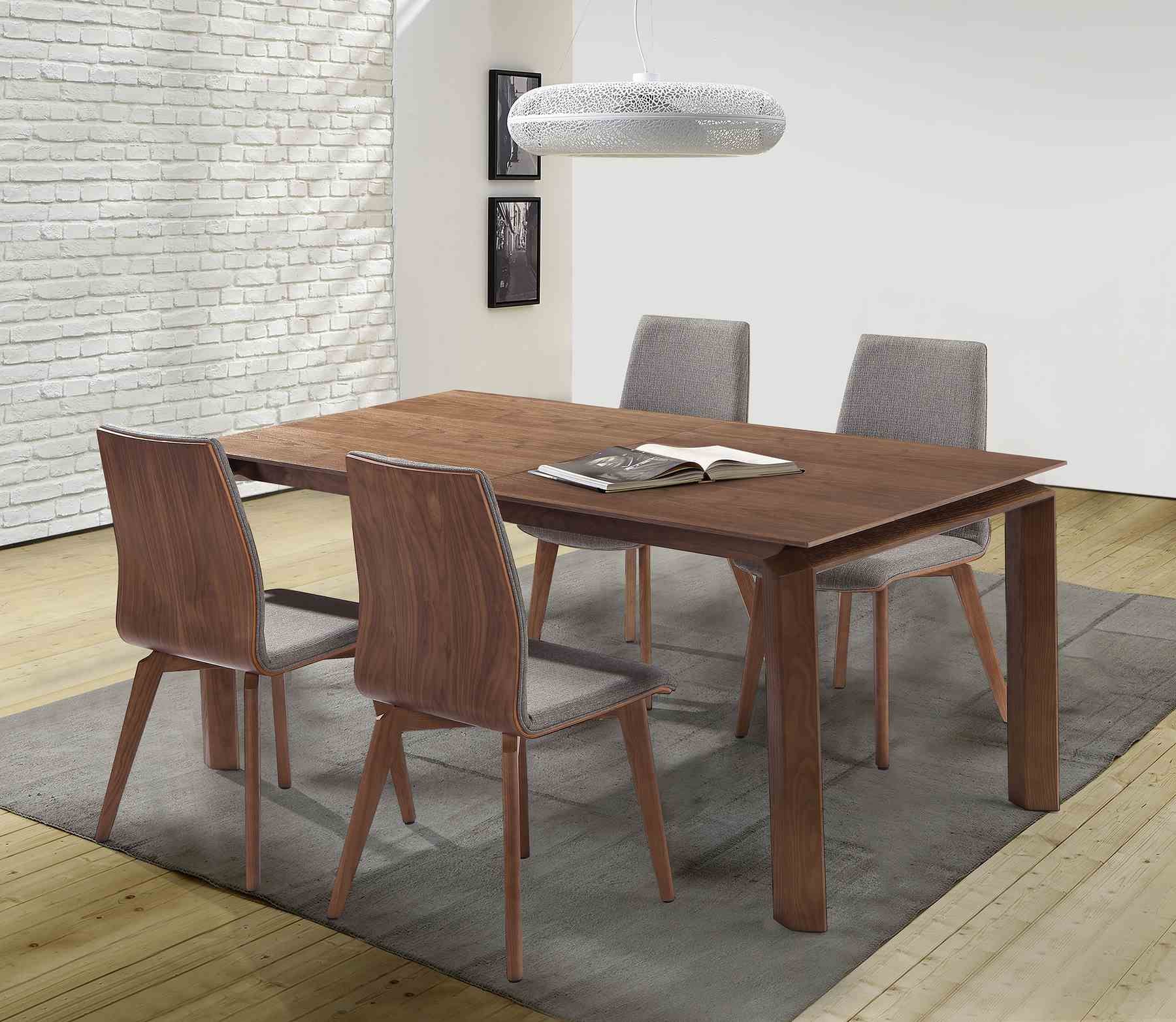 Treviso Mid-Century Extension Dining Table in Walnut Finish and Top - Image 9
