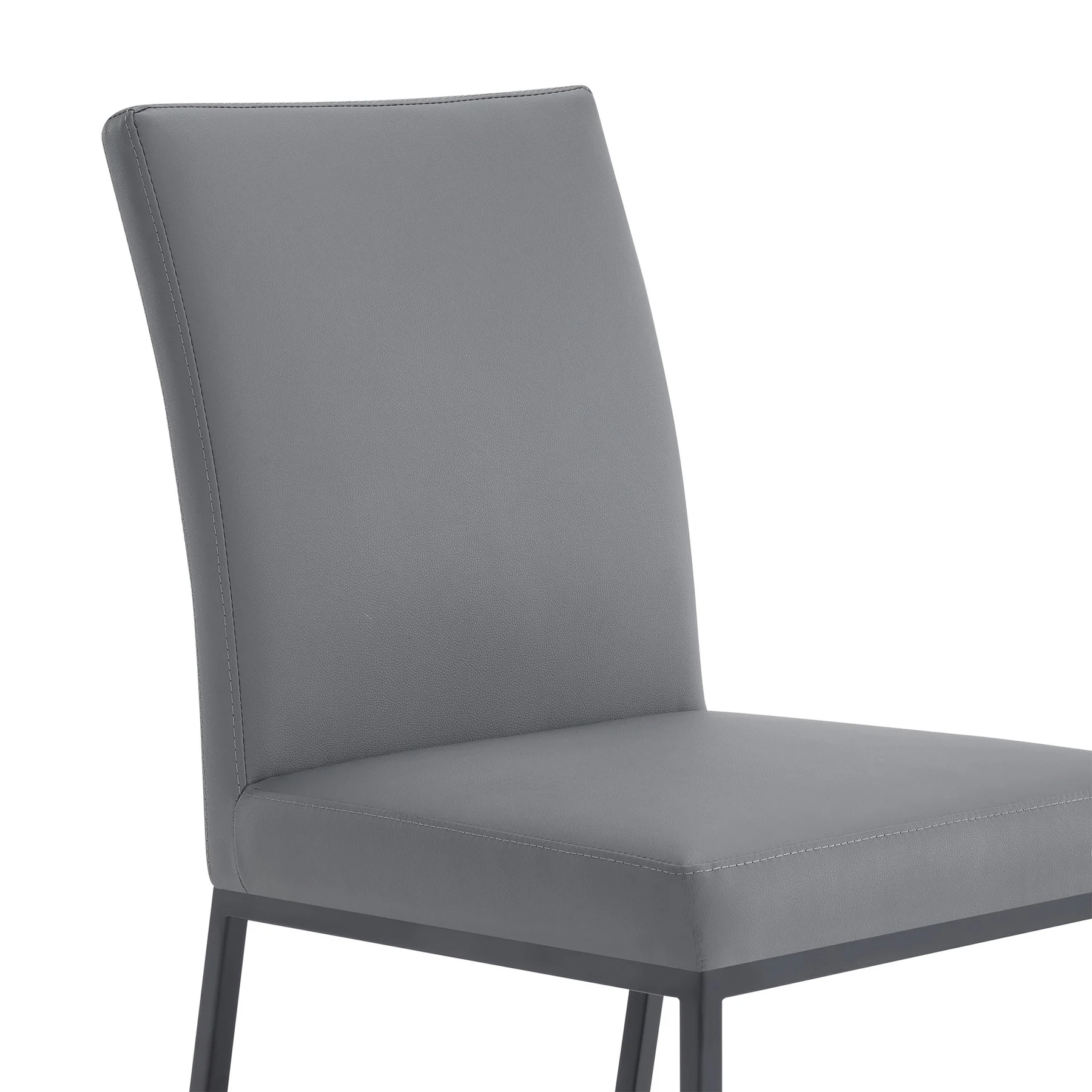 Trevor Contemporary Dining Chair in Matte Black Finish and Gray Faux Leather - Set of 2 - Image 6