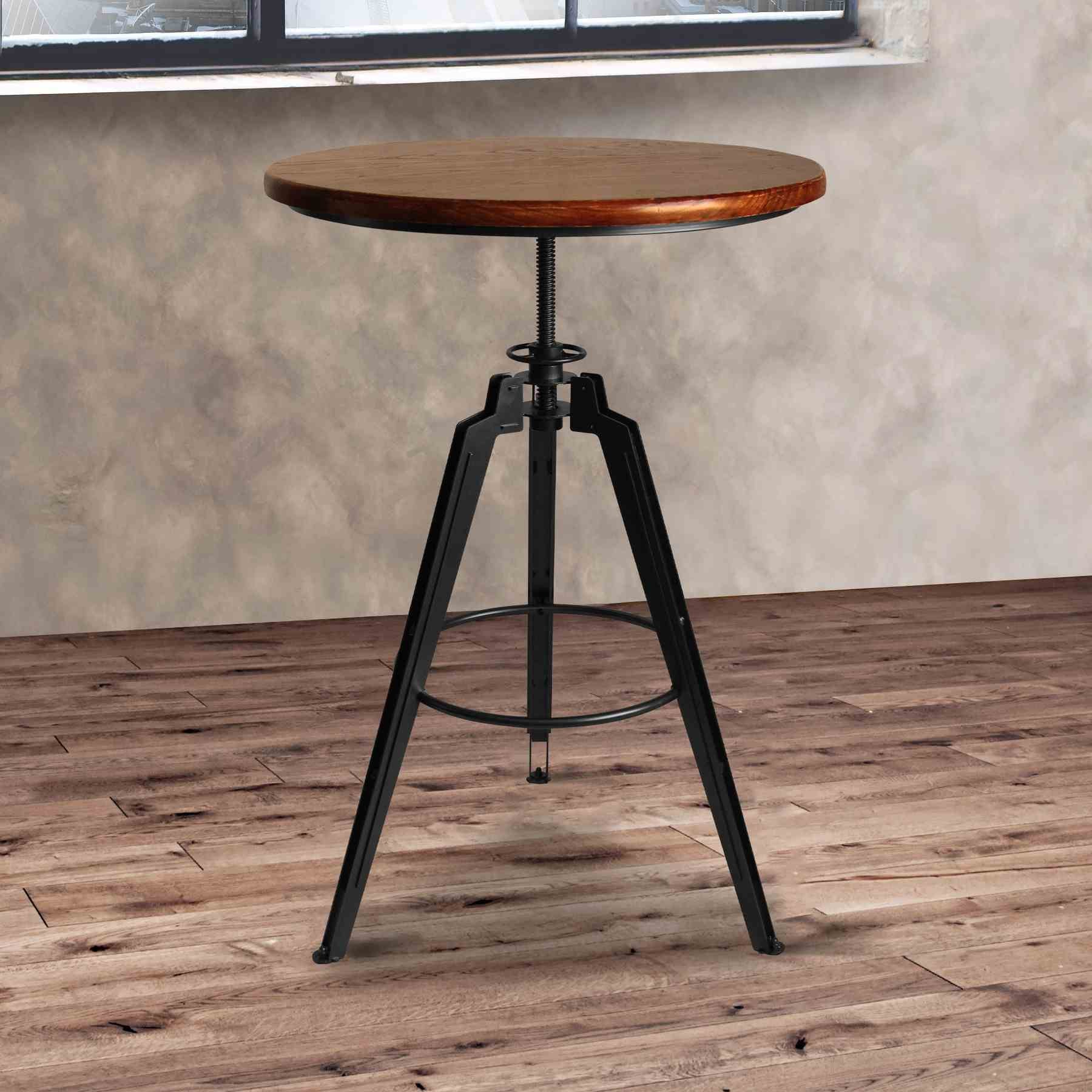 Tribeca Pub Table in Industrial Gray Finish with Ash Wood Tabletop - Image 6