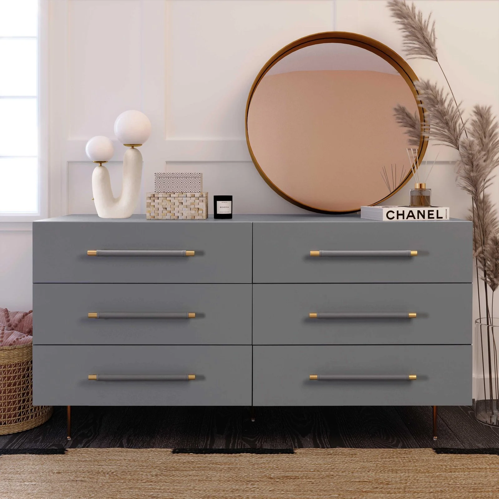 Trident Grey 6 Drawer Dresser - Image 3