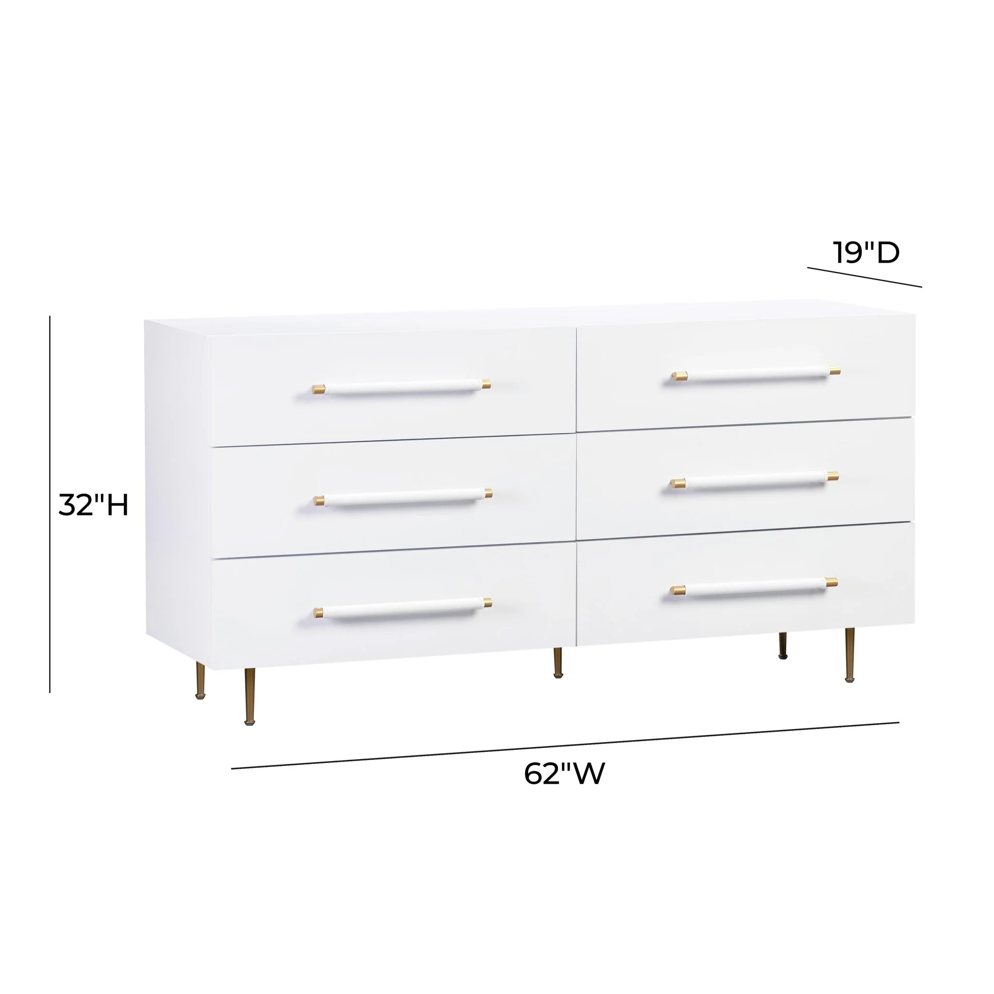Trident White 6 Drawer Dresser - Image 9