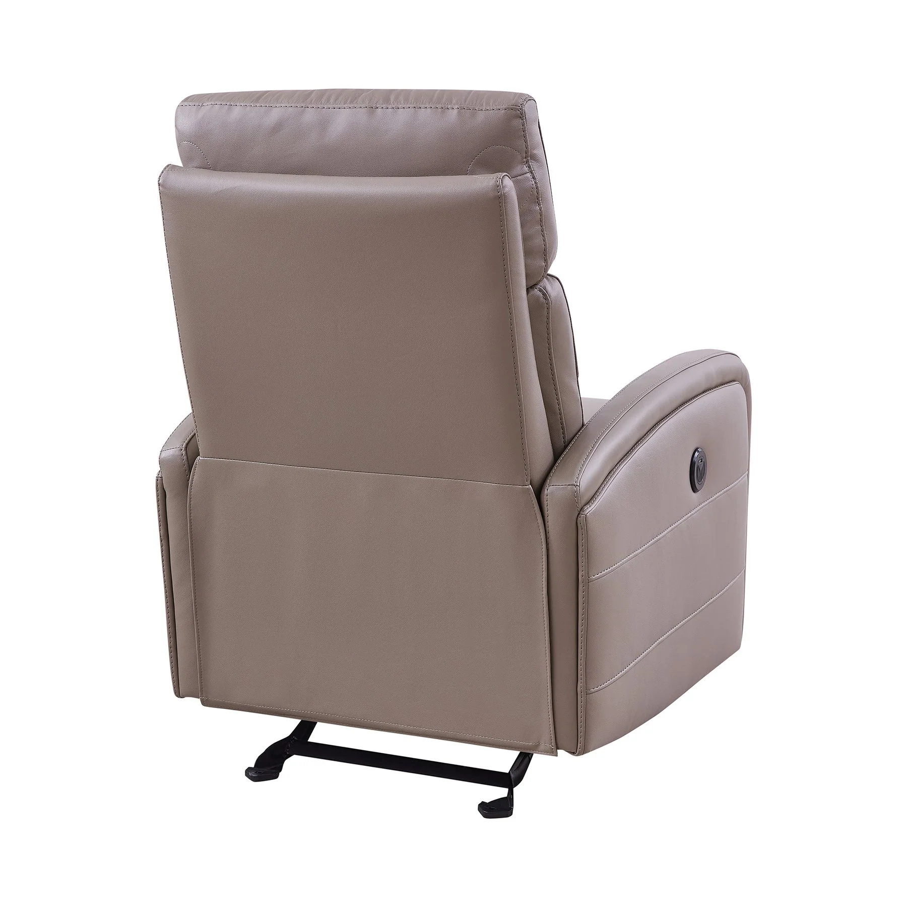 Tristan Contemporary Recliner in Greige Genuine Leather - Image 4