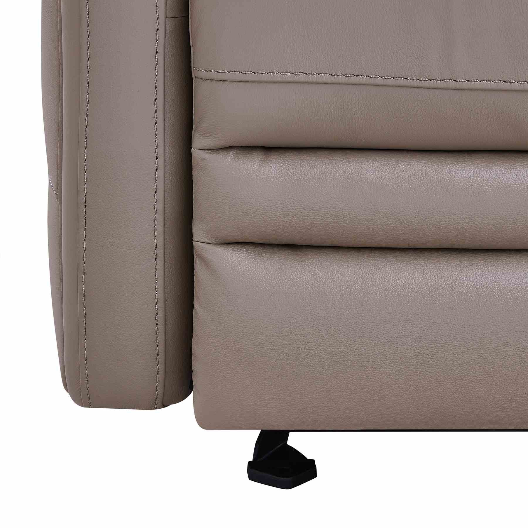 Tristan Contemporary Recliner in Greige Genuine Leather - Image 7