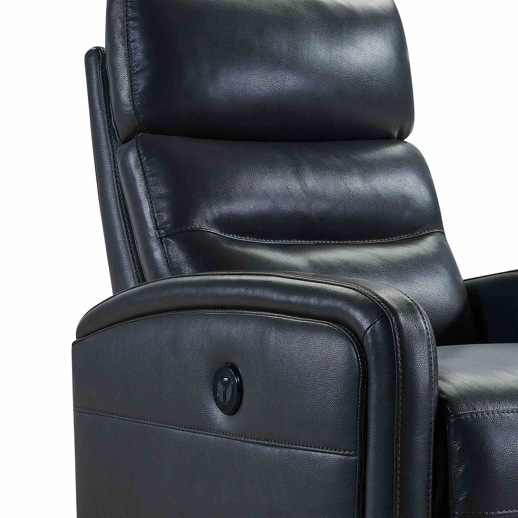 Tristan Contemporary Recliner in Pewter Genuine Leather - Image 5