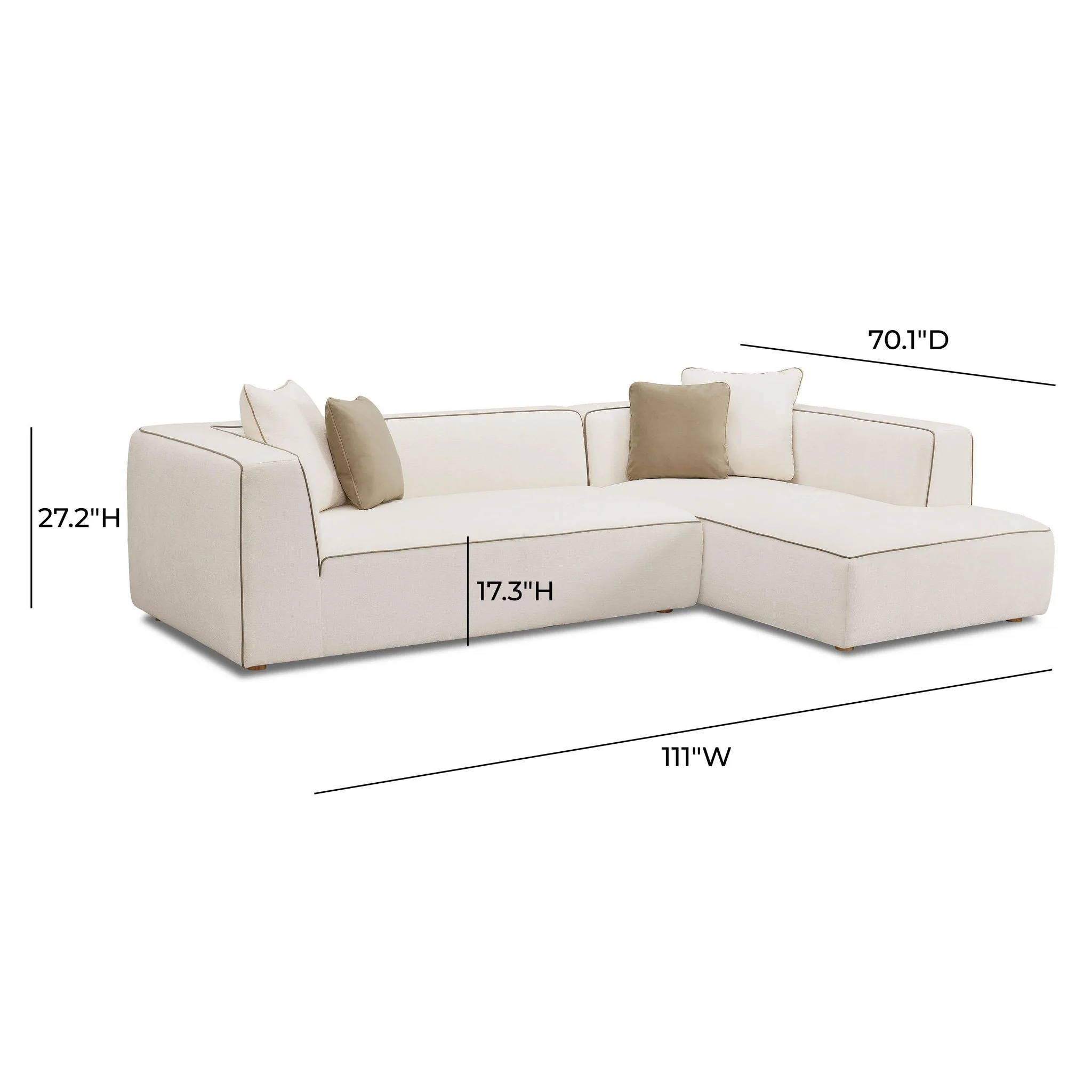Tristine Cream Linen RAF Sectional - Image 6