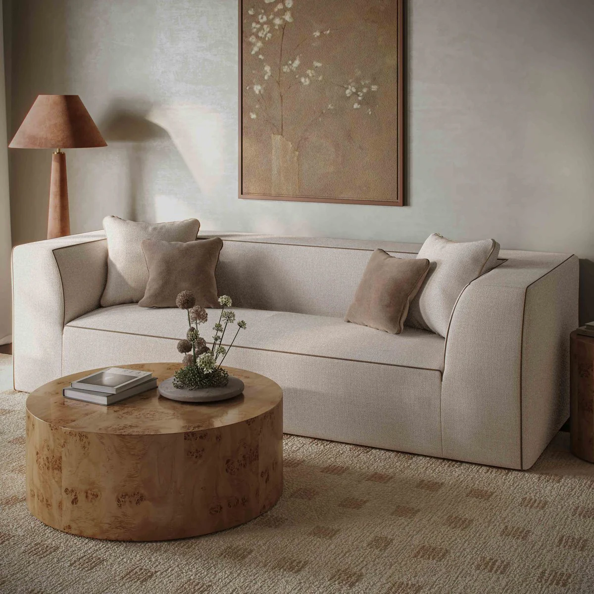 Tristine Cream Linen Sofa - Image 2
