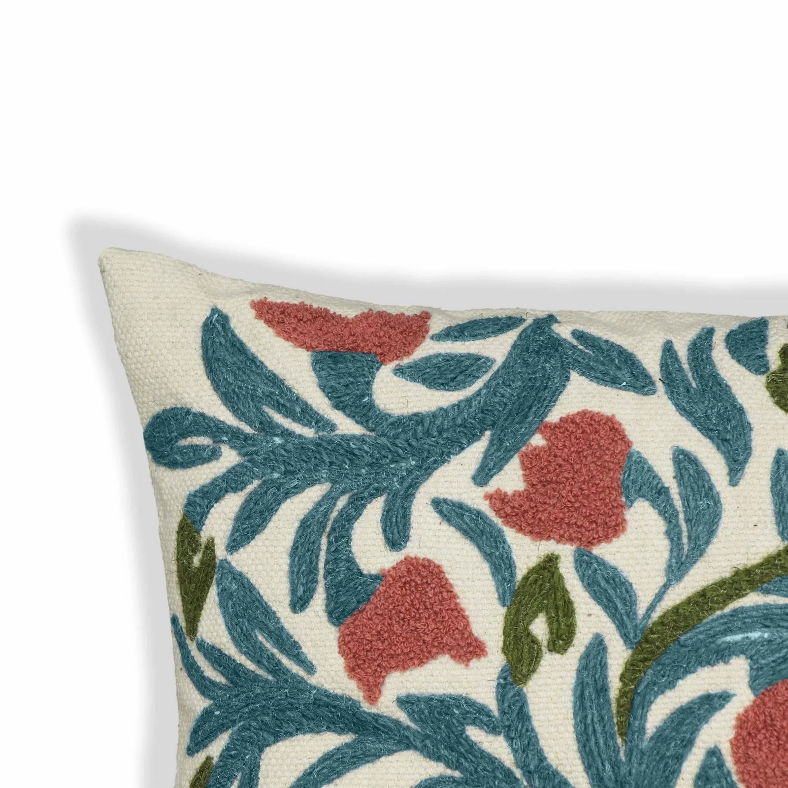Tulip Embroidered Floral Wool 20" Square Accent Cushion - COVER - Image 4