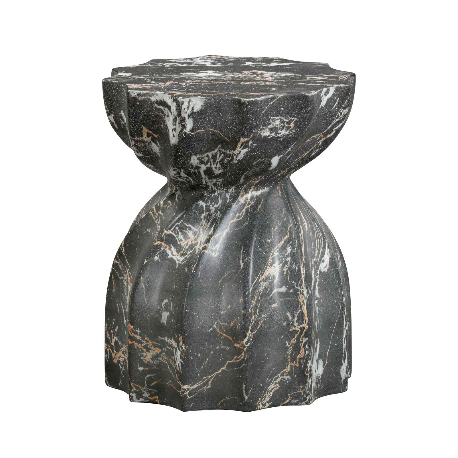 Turin Black Faux Marble Indoor / Outdoor Concrete Stool - Image 3
