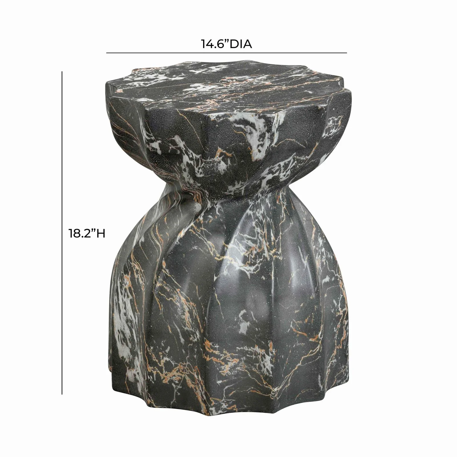 Turin Black Faux Marble Indoor / Outdoor Concrete Stool - Image 6