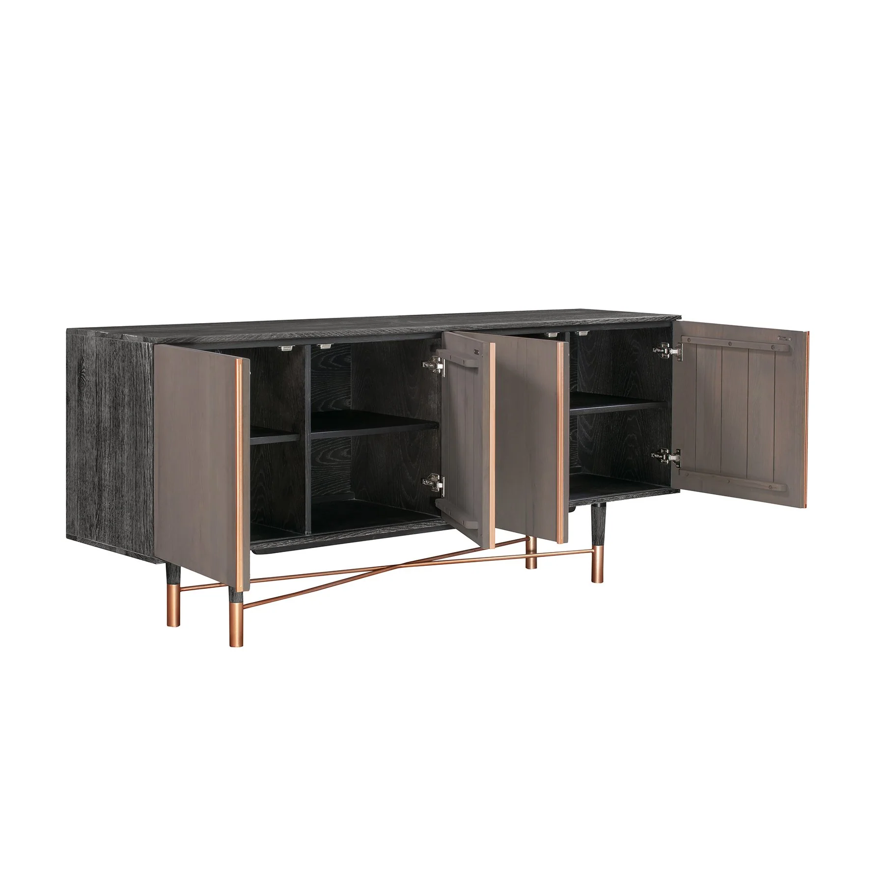 Turin Rustic 2 piece set with Dining Table and Sideboard in Black Brushed - Image 5