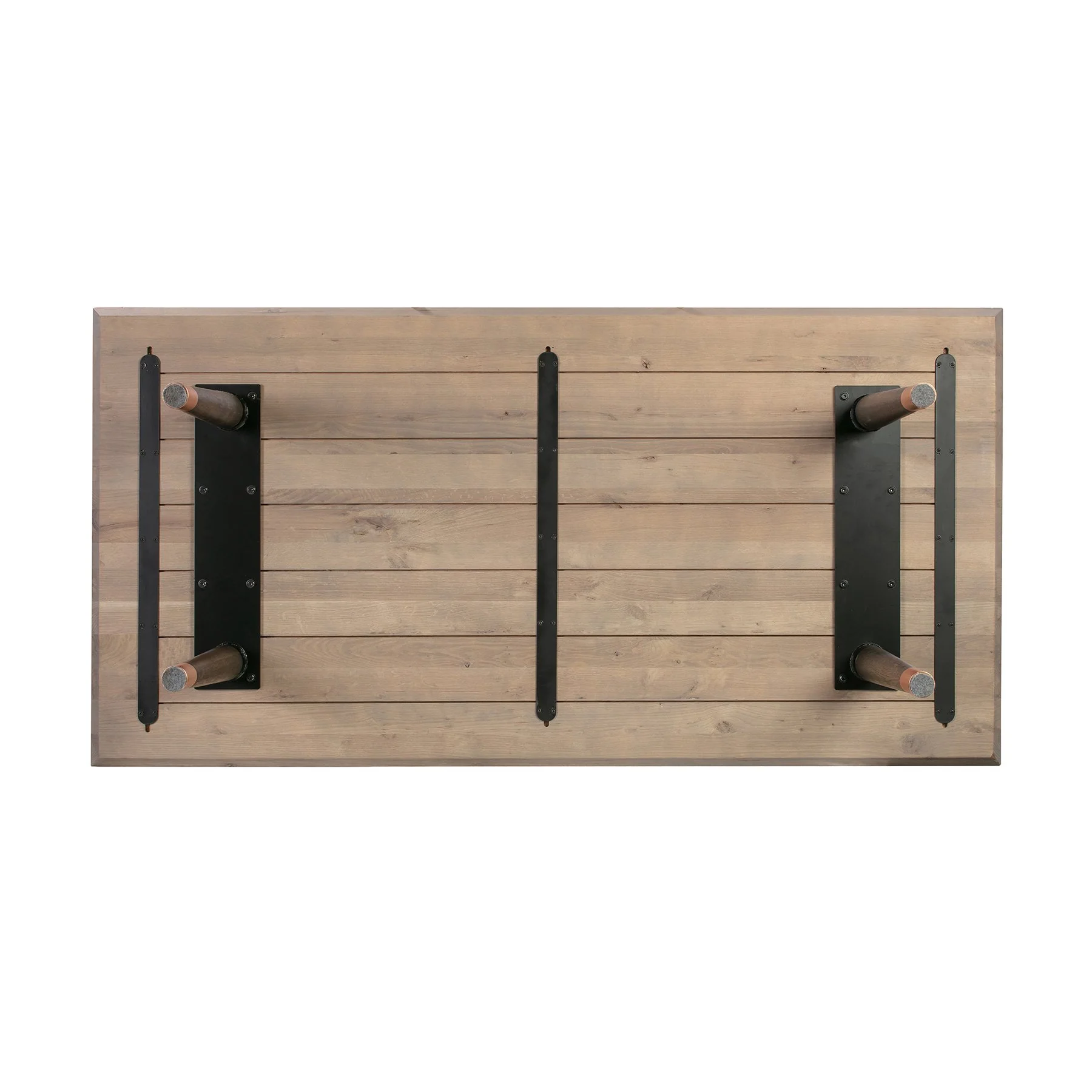 Turin Rustic Oak Wood Dining Table with Copper Tip Legs - Image 4