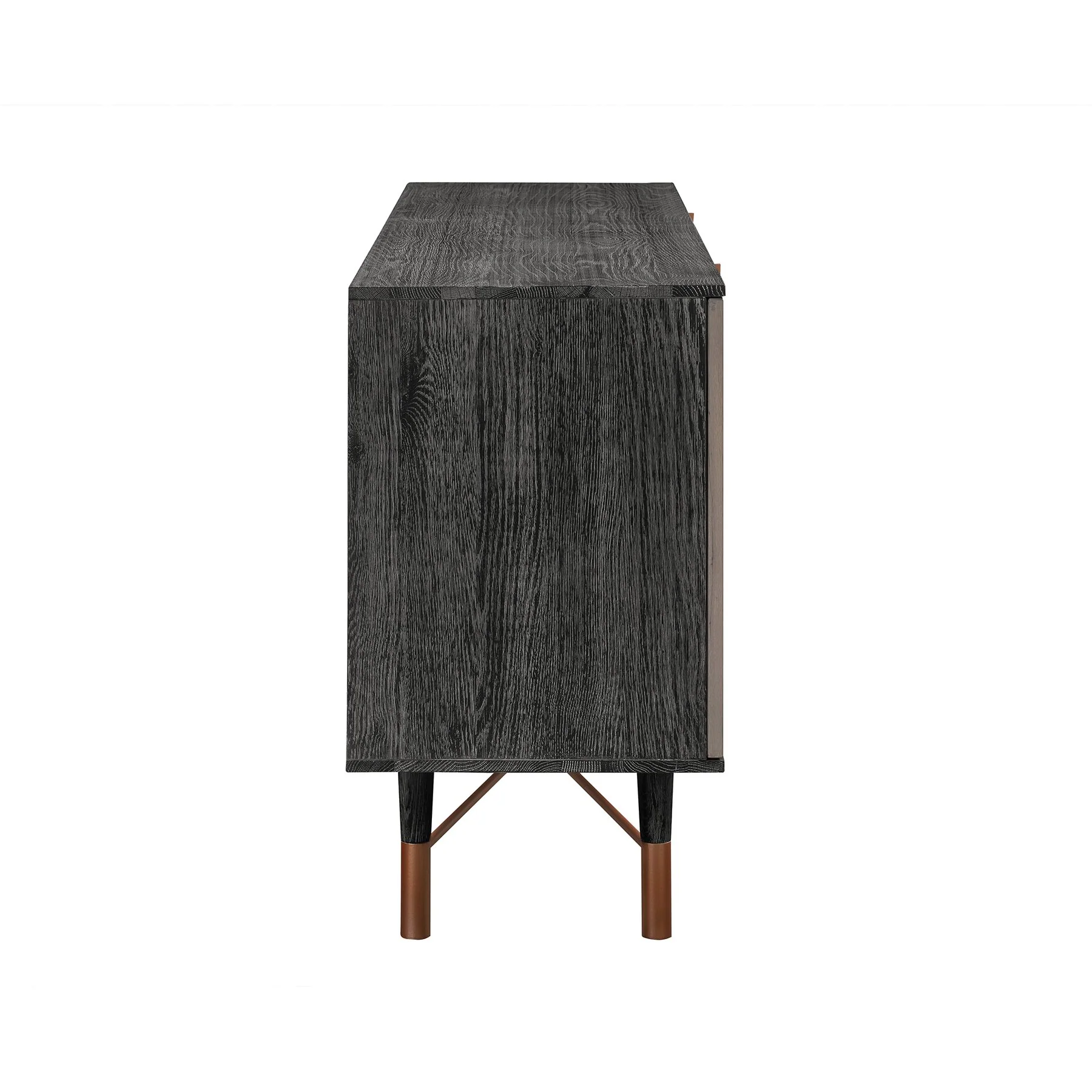 Turin Rustic Oak Wood Sideboard Cabinet with Copper Accent - Image 4