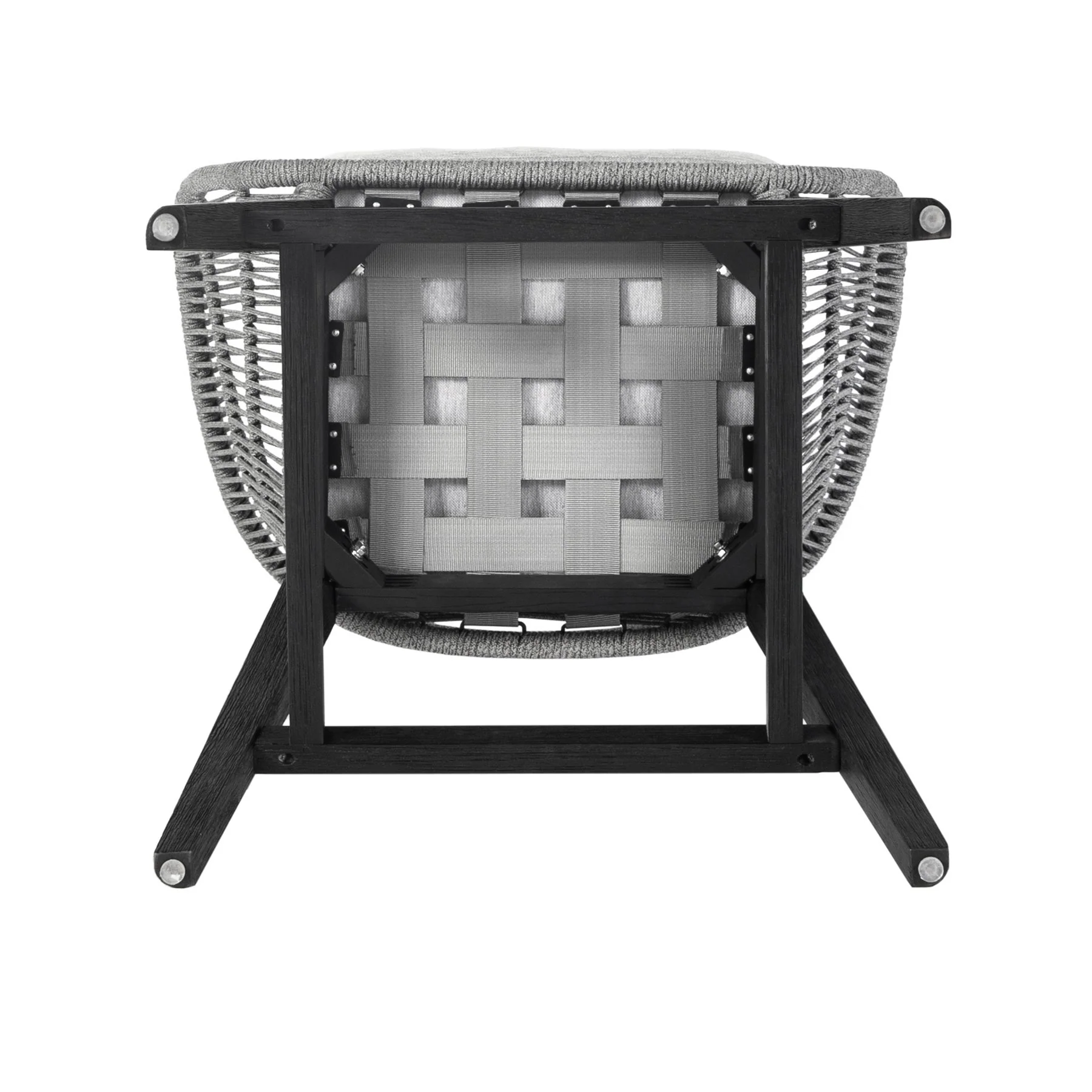 Tutti Frutti Indoor Outdoor Counter Height Bar Stool in Black Brushed Eucalyptus Wood with Gray Rope - Image 6
