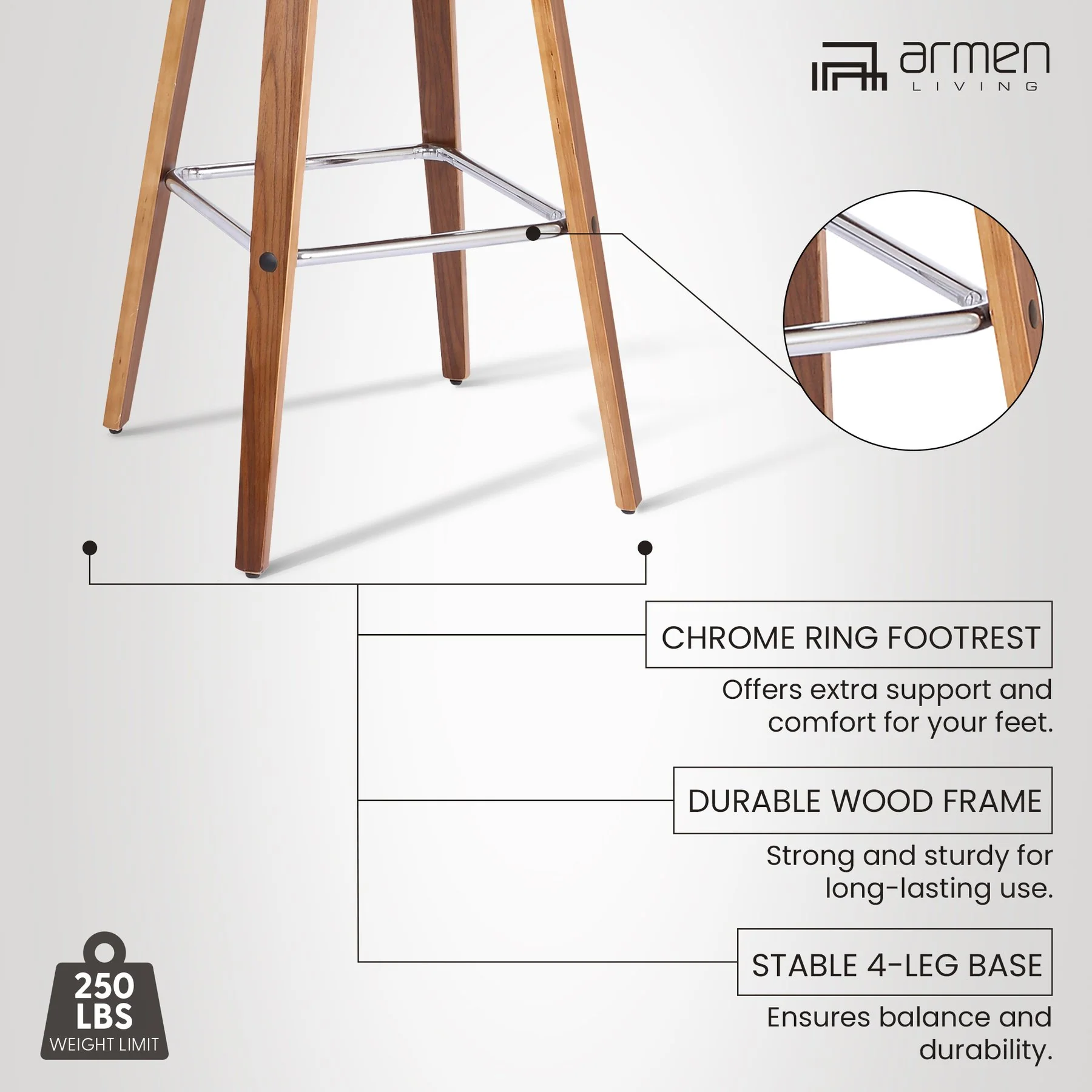 Tyler 26" Counter Height Swivel Brown Faux Leather and Walnut Wood Bar Stool - Image 12