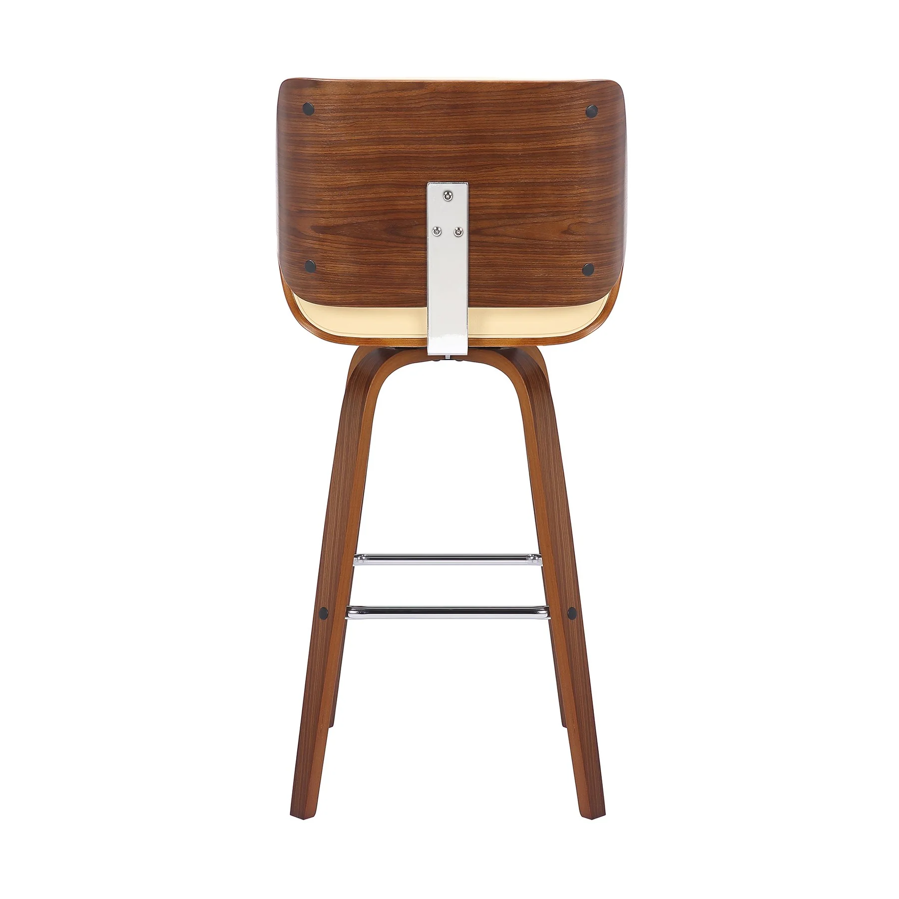 Tyler 26" Counter Height Swivel Cream Faux Leather and Walnut Wood Bar Stool - Image 5
