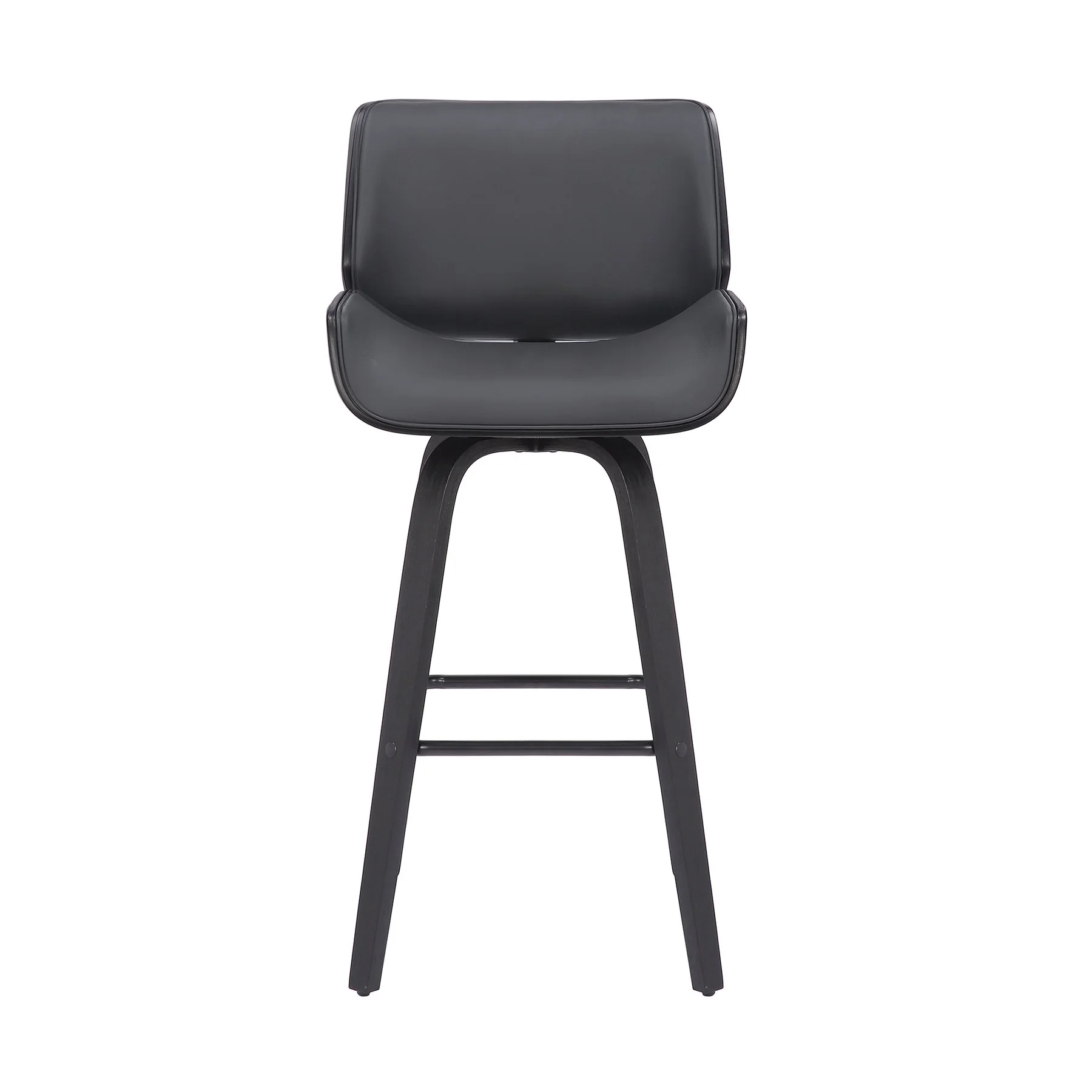 Tyler 26" Counter Height Swivel Gray Faux Leather and Black Wood Bar Stool - Image 2