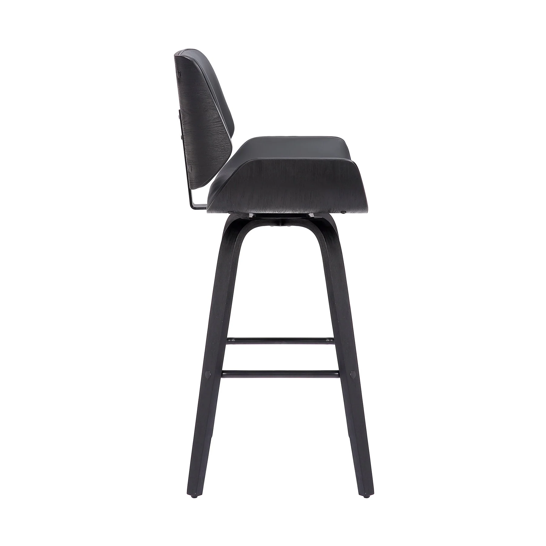 Tyler 26" Counter Height Swivel Gray Faux Leather and Black Wood Bar Stool - Image 3
