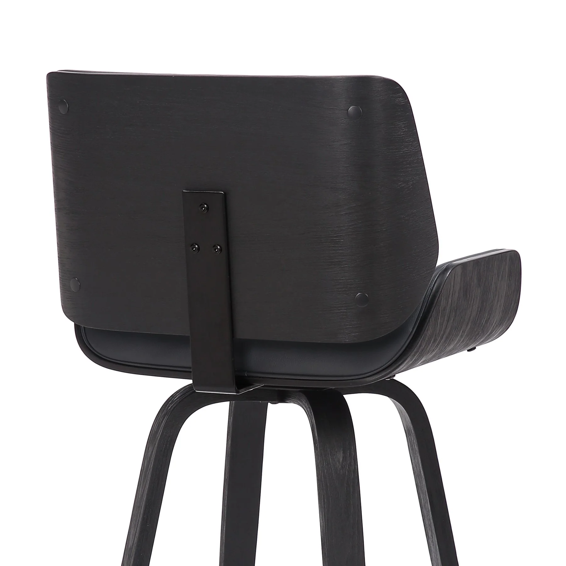 Tyler 26" Counter Height Swivel Gray Faux Leather and Black Wood Bar Stool - Image 7
