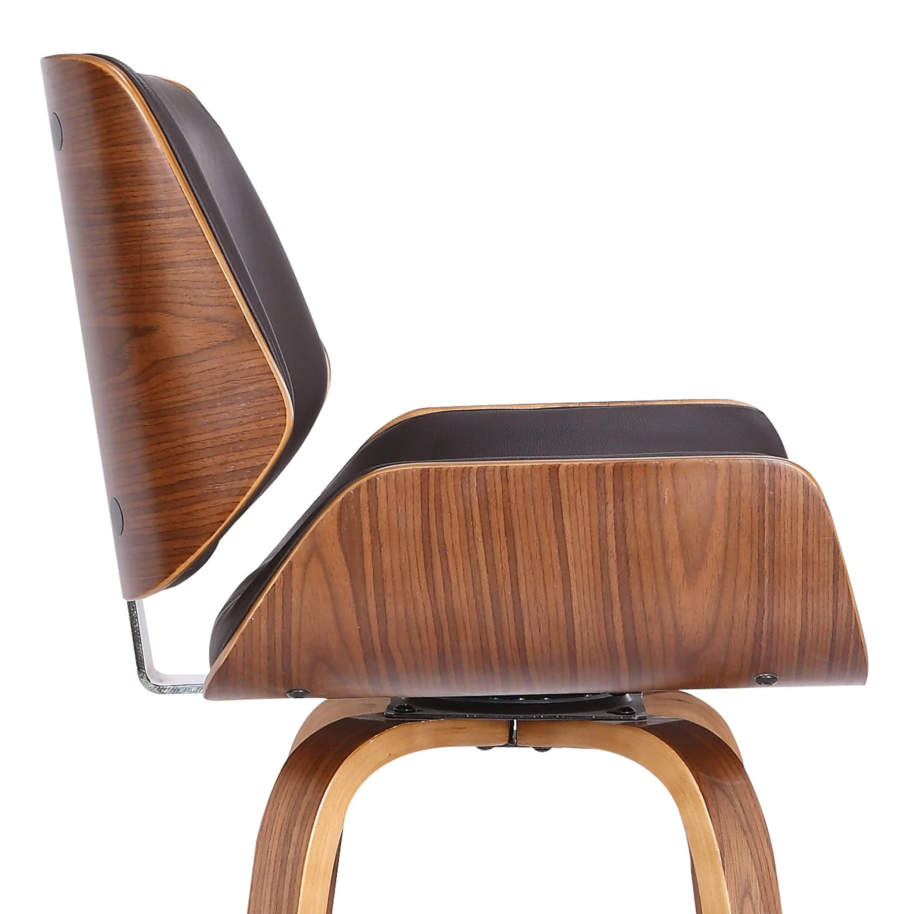 Tyler 30" Bar Height Swivel Brown Faux Leather and Walnut Wood Bar Stool - Image 6
