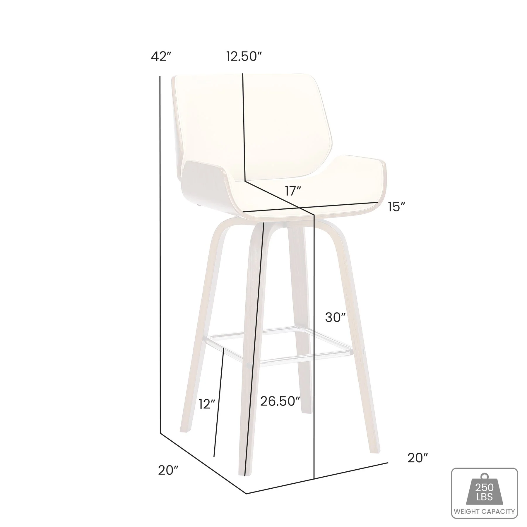 Tyler 30" Bar Height Swivel Brown Faux Leather and Walnut Wood Bar Stool - Image 9