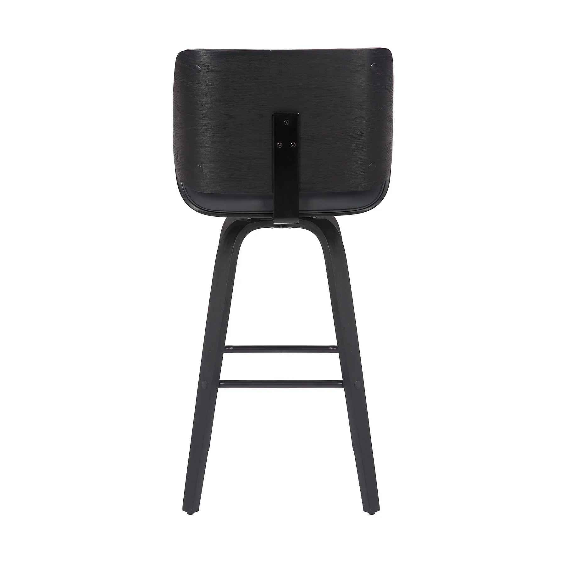 Tyler 30" Bar Height Swivel Gray Faux Leather and Black Wood Bar Stool - Image 5
