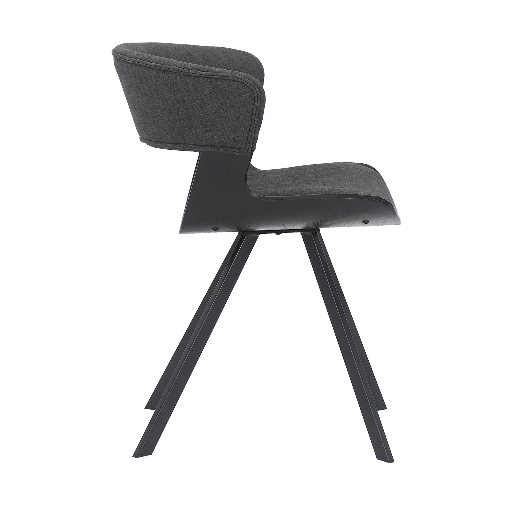 Ulric Black Wood and Metal Modern Dining Room Accent Chair in Charcoal Gray - Image 3