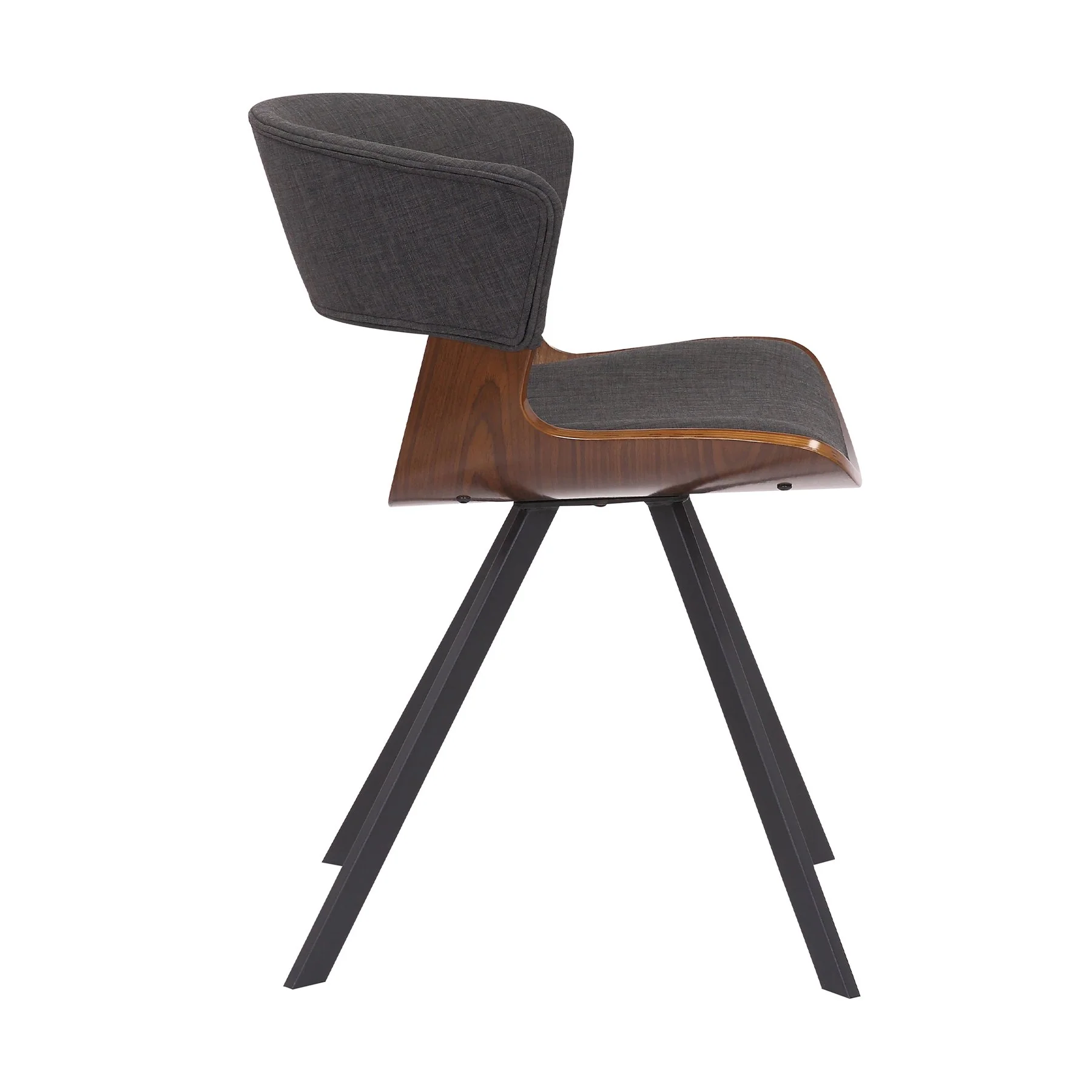 Ulric Wood and Metal Modern Dining Room Accent Chair in Charcoal Gray - Image 3