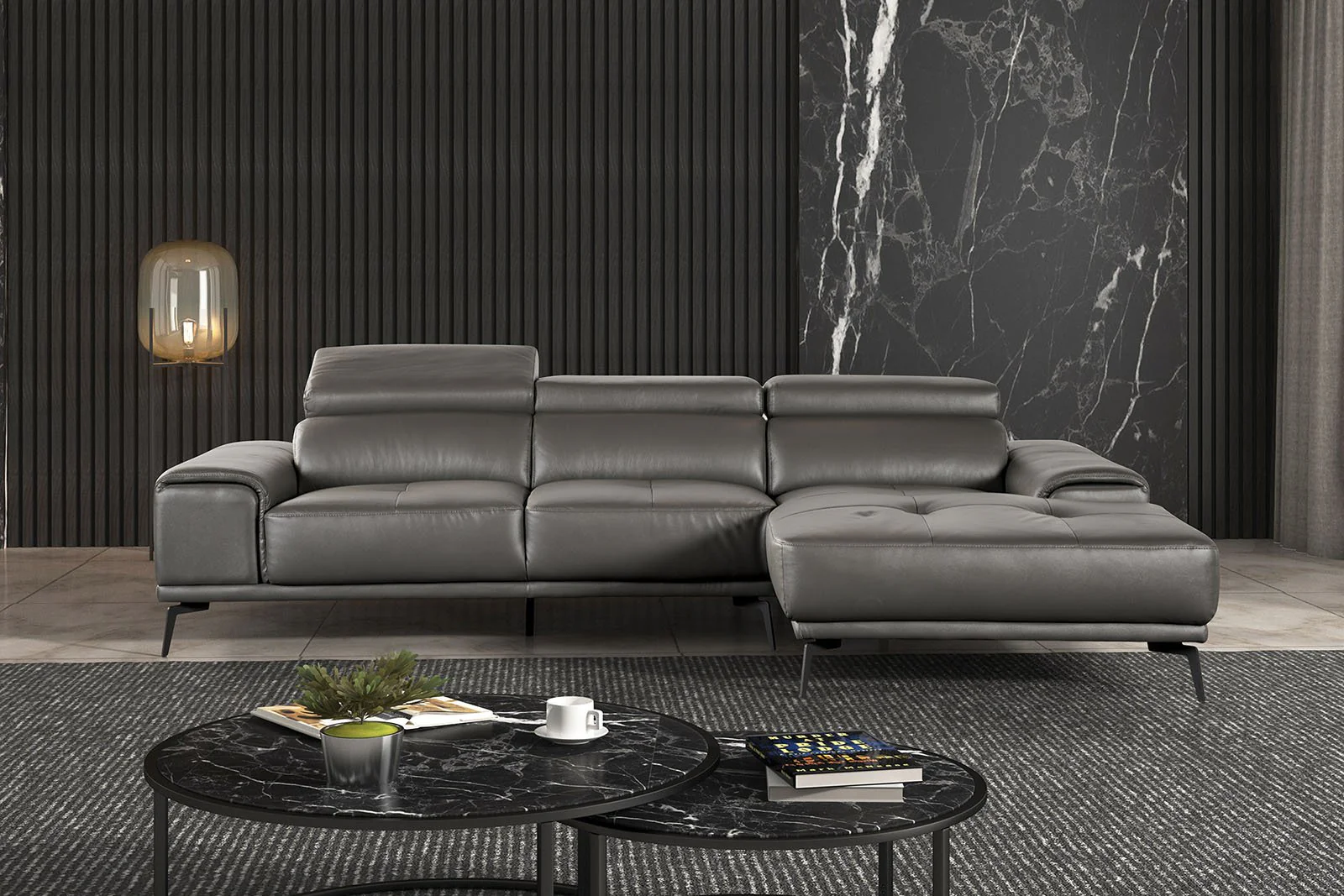 Vadso Sectional, Right Chaise, Dark Gray - Image 2