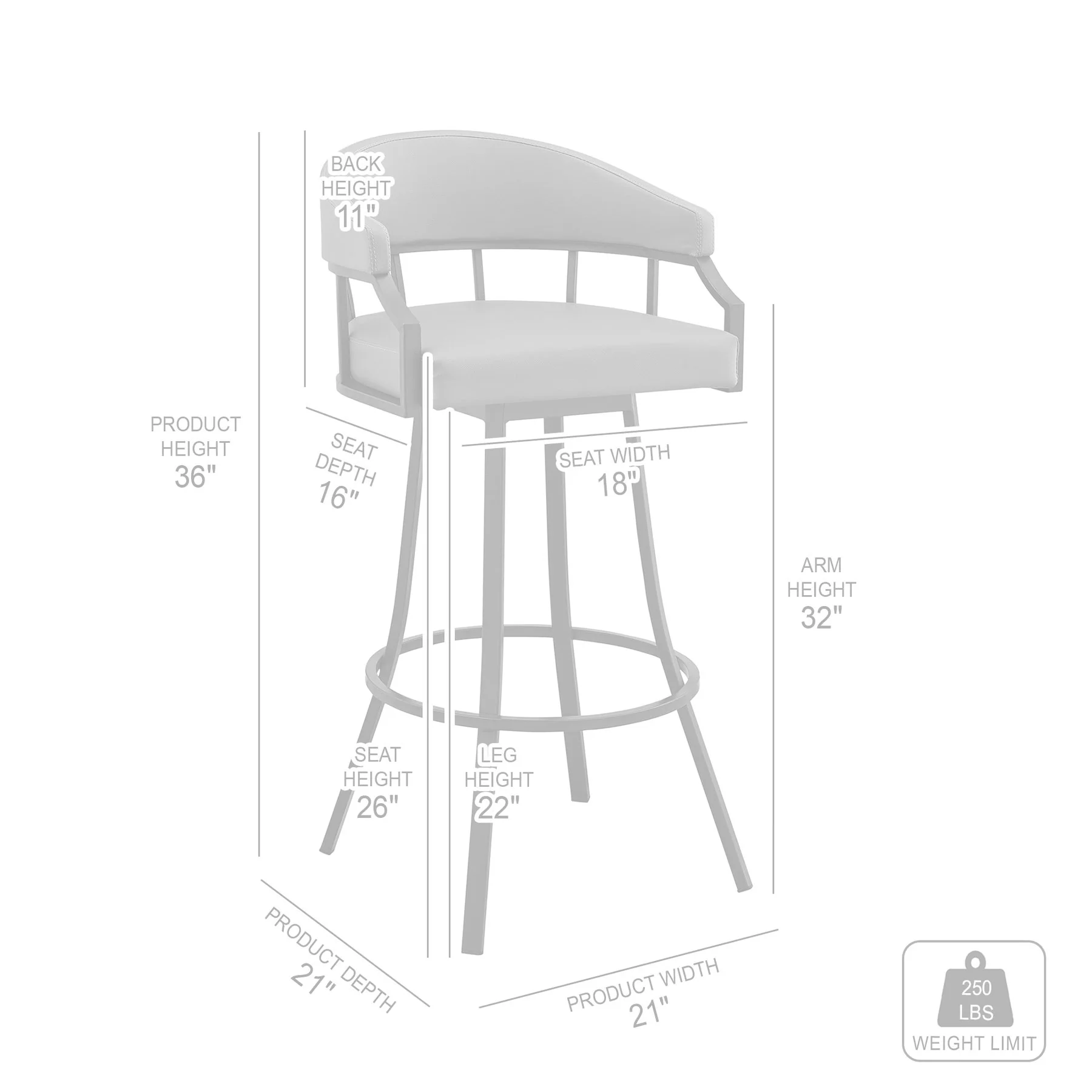 Valerie 26" Swivel Slate Gray Faux Leather and Black Metal Bar Stool - Image 9