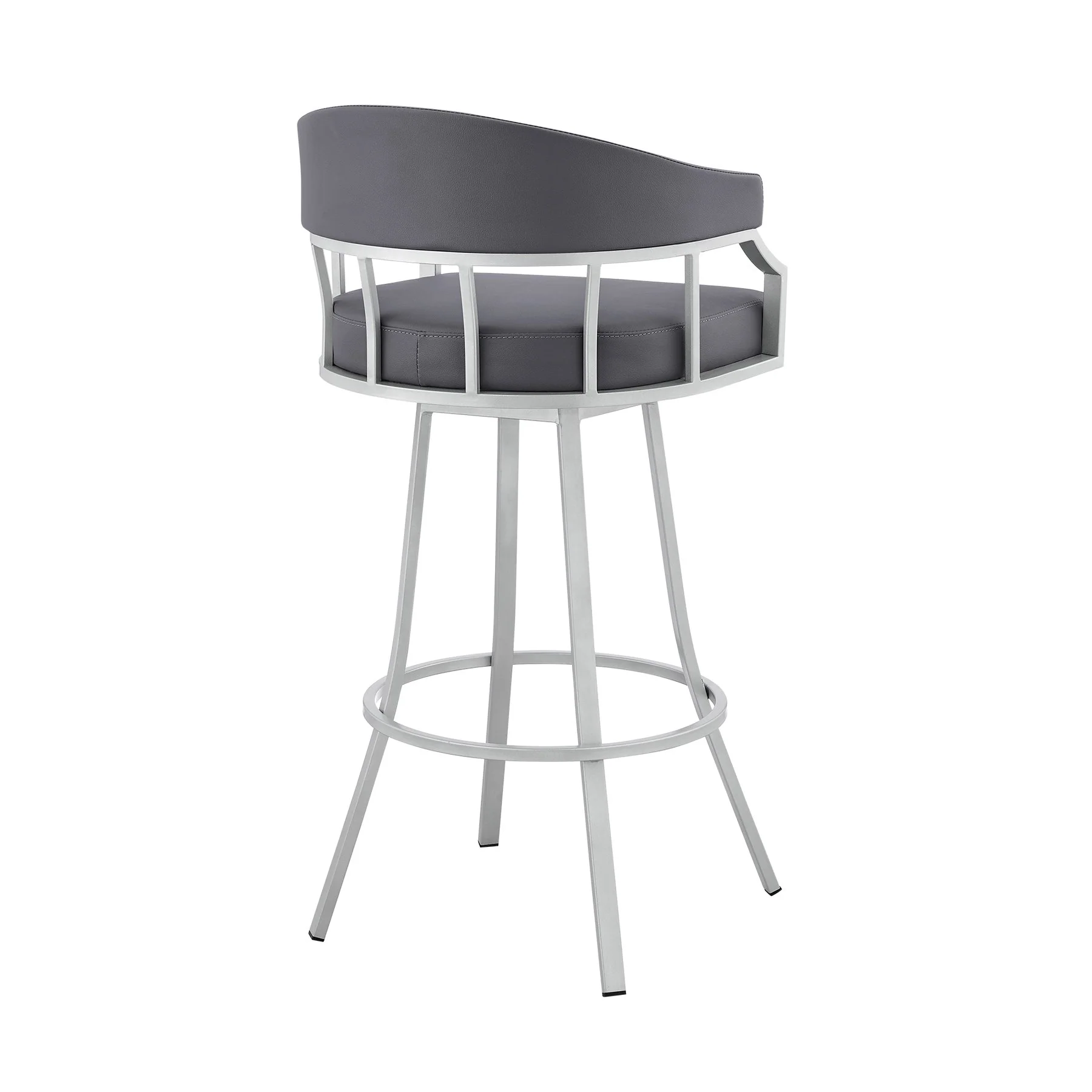 Valerie 26" Swivel Slate Gray Faux Leather and Silver Metal Bar Stool - Image 4