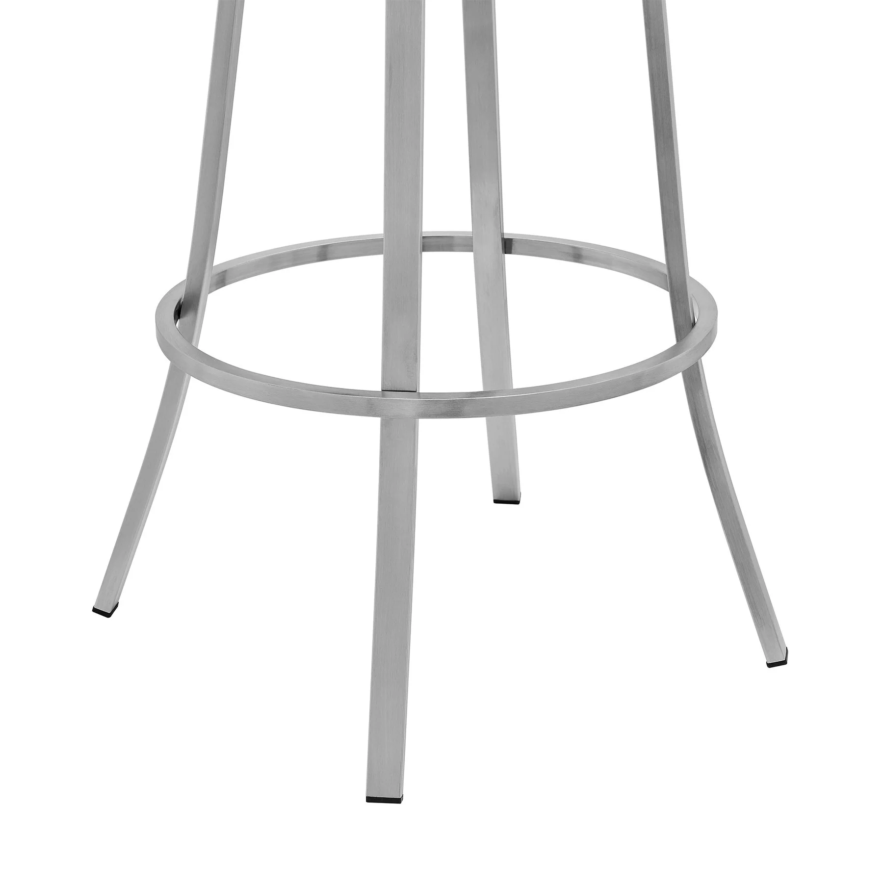 Valerie 30" Bar Height Swivel Modern Slate Gray Faux Leather Bar and Counter Stool in Brushed Stainless Steel Finish - Image 6