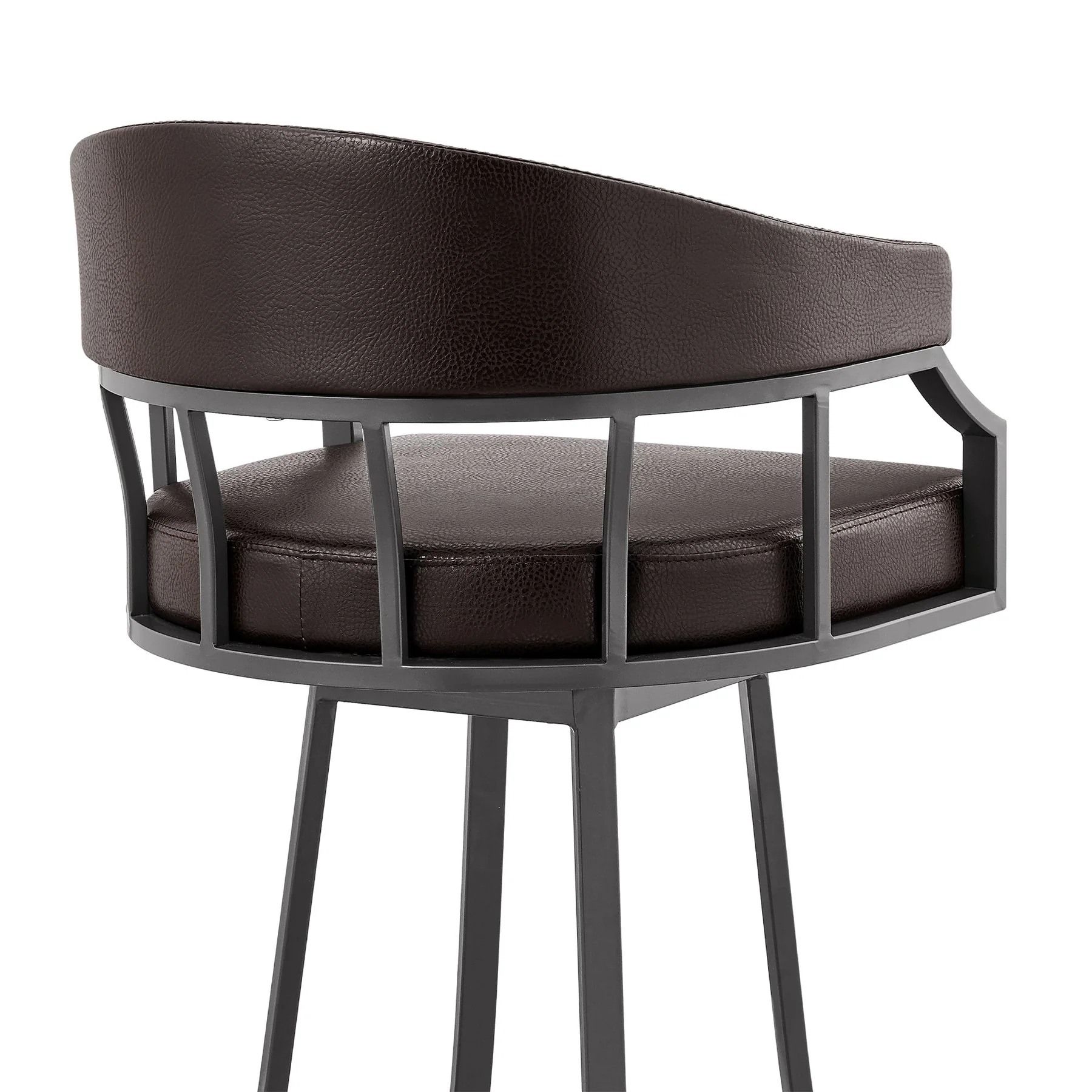 Valerie 30" Swivel Brown Faux Leather and Java Brown Metal Bar Stool - Image 7