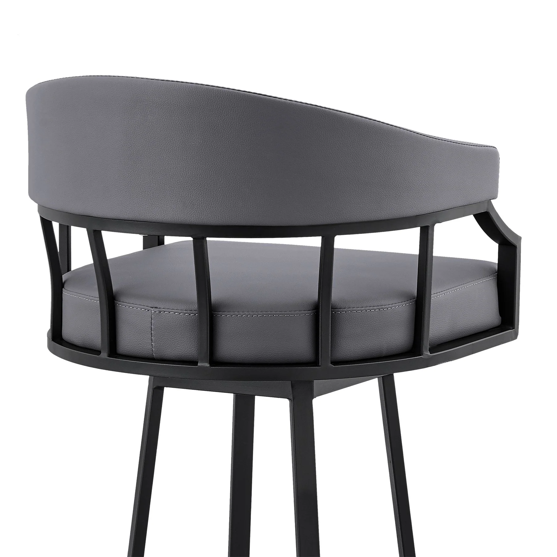 Valerie 30" Swivel Slate Gray Faux Leather and Black Metal Bar Stool - Image 7