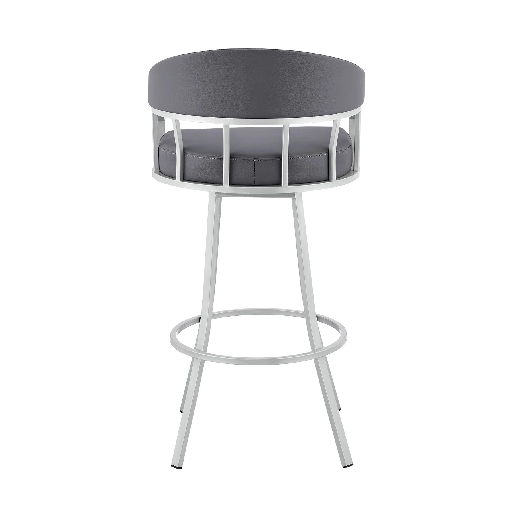 Valerie 30" Swivel Slate Gray Faux Leather and Silver Metal Bar Stool - Image 5