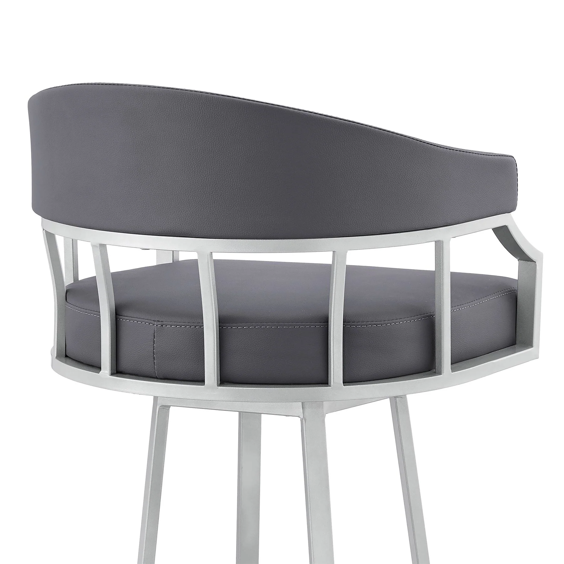 Valerie 30" Swivel Slate Gray Faux Leather and Silver Metal Bar Stool - Image 7
