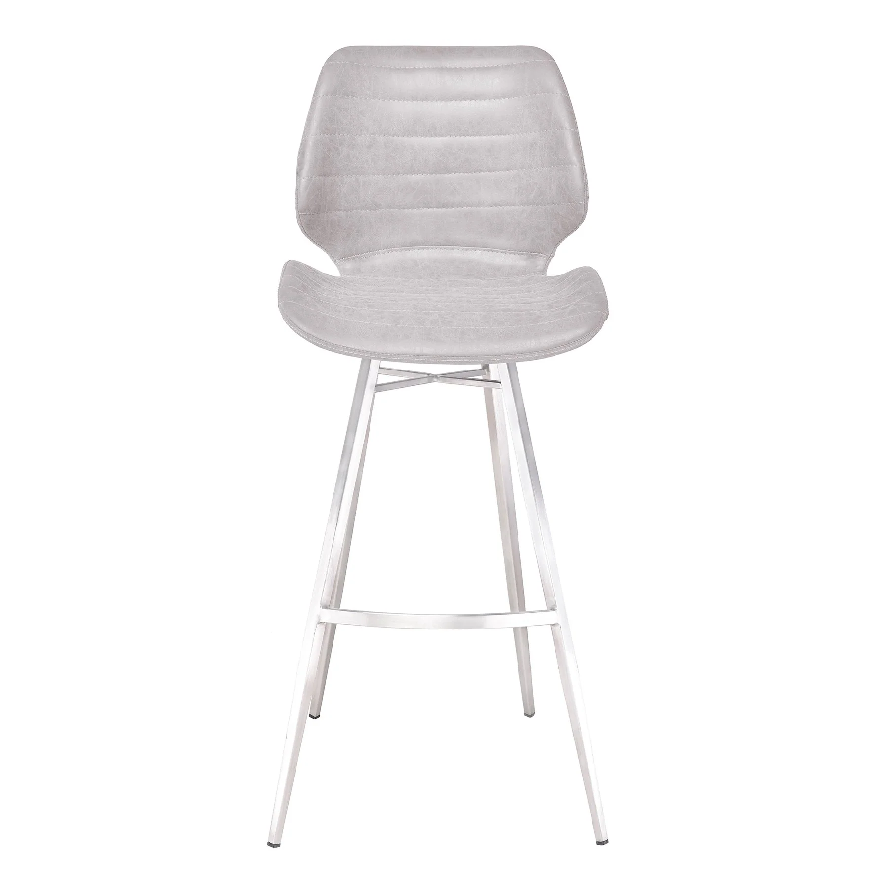 Valor 26" Counter Height Barstool in Brushed Stainless Steel with Light Vintage Gray Faux Leather - Image 2
