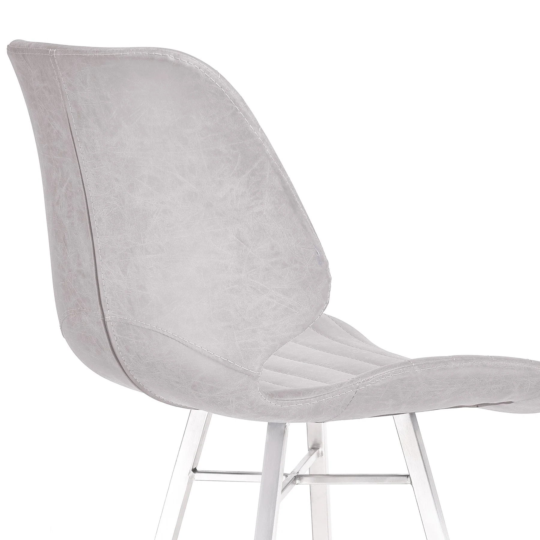 Valor 30" Bar Height Barstool in Brushed Stainless Steel with Light Vintage Gray Faux Leather - Image 5